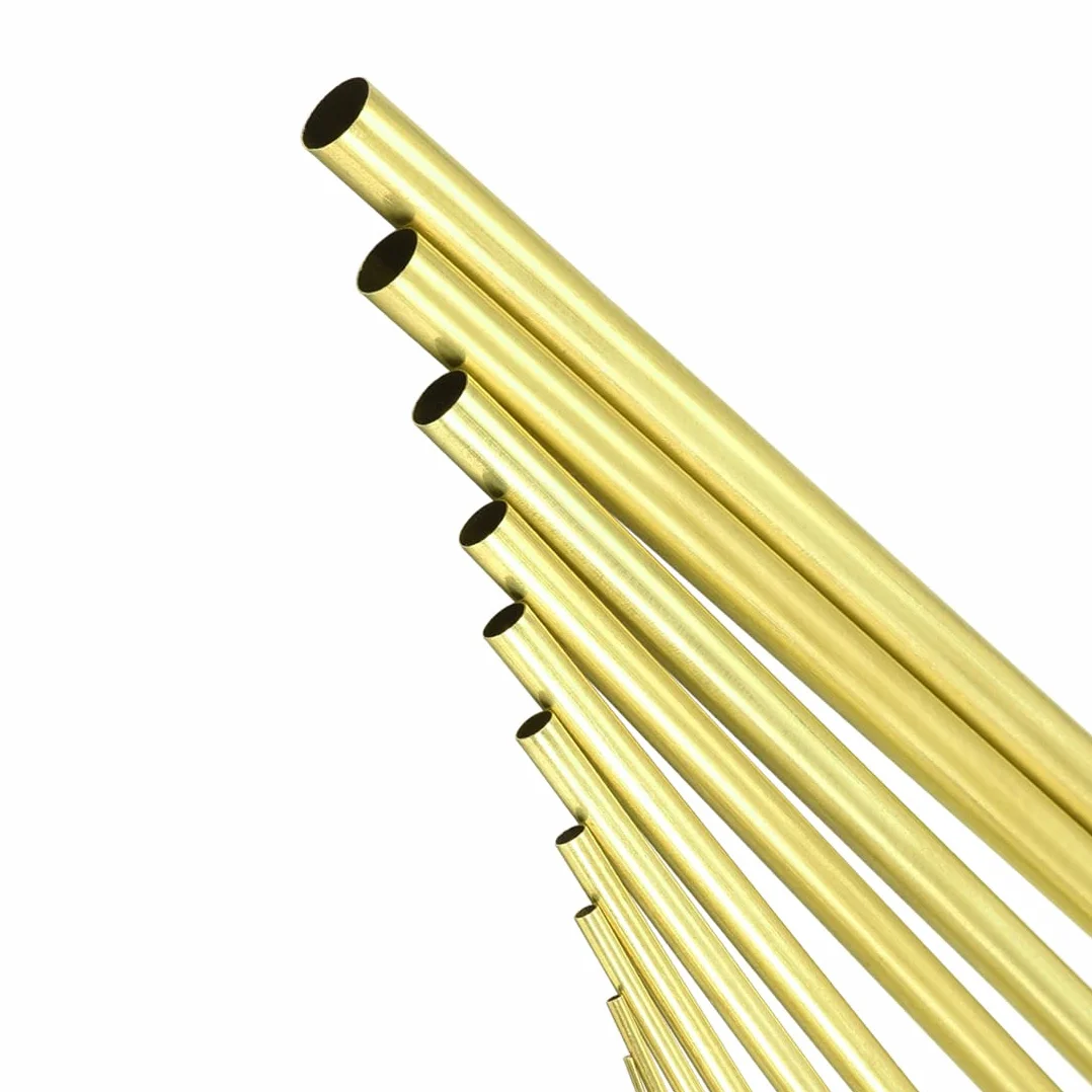 PATIKIL 1-10mm OD x 0,2mm Parete 300mm Lunghezza Ottone Tubo Liscio Rotondo, 10 pezzi
