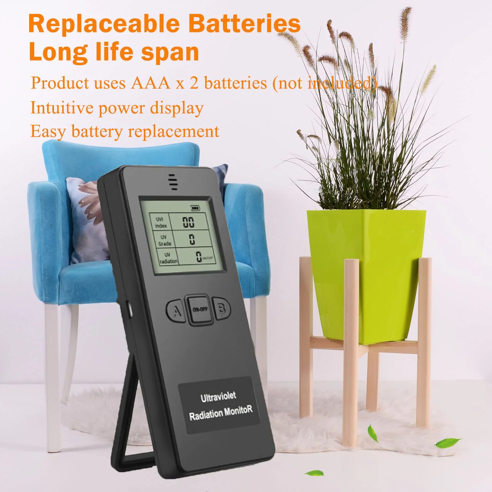 Rilevatore di radiazioni, misuratore di radiazioni Tester di radiazione ultravioletta LCD Tester digitale UVI UV digitale portatile con display della temperatura