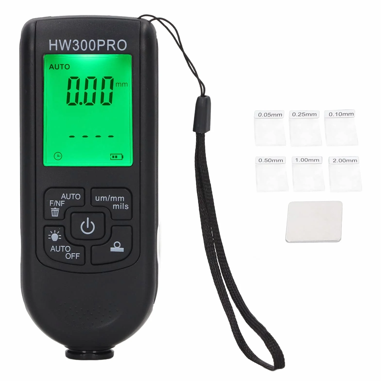 Spessimetro Vernice Digitale per Auto con Display LCD, Misurazione FE & NFE 0-2000 um, Risoluzione 1um Nero
