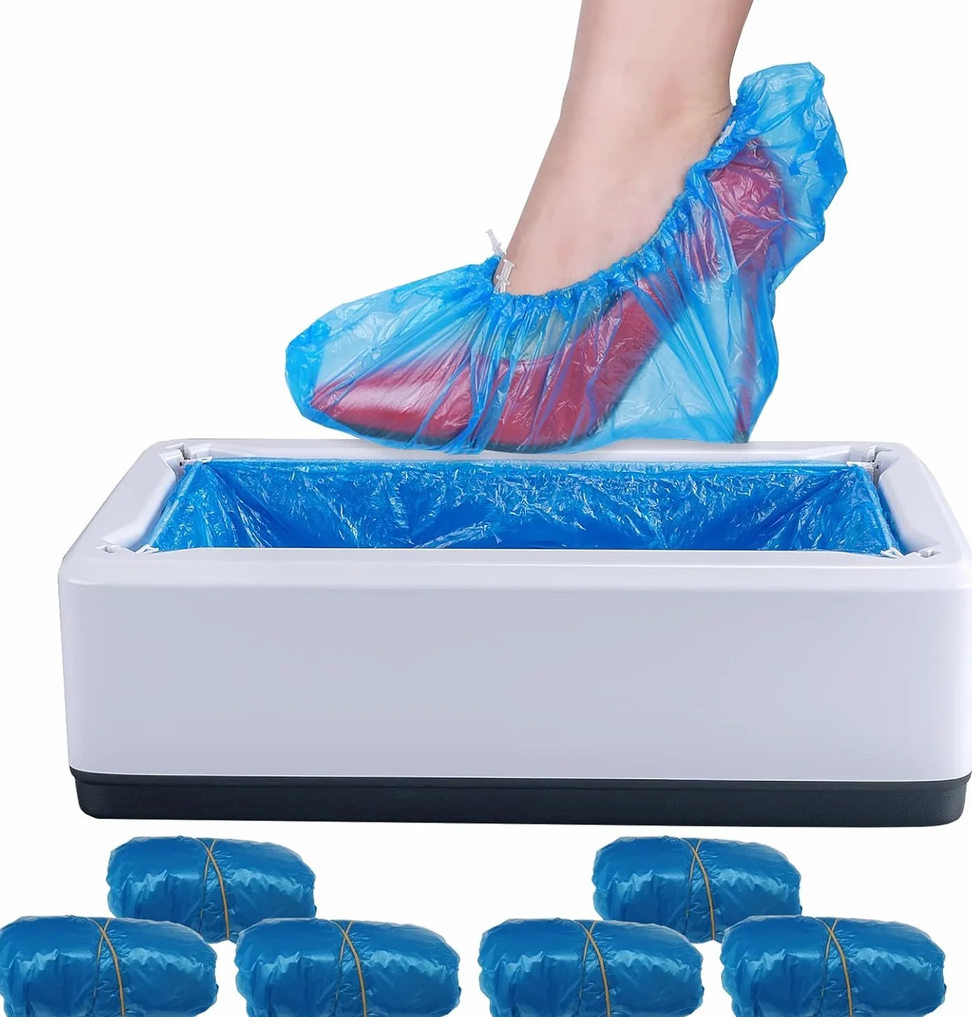 Copriscarpe e Getta Antiscivolo Dispenser Automatico 100 Copriscarpe Plastica per Interni