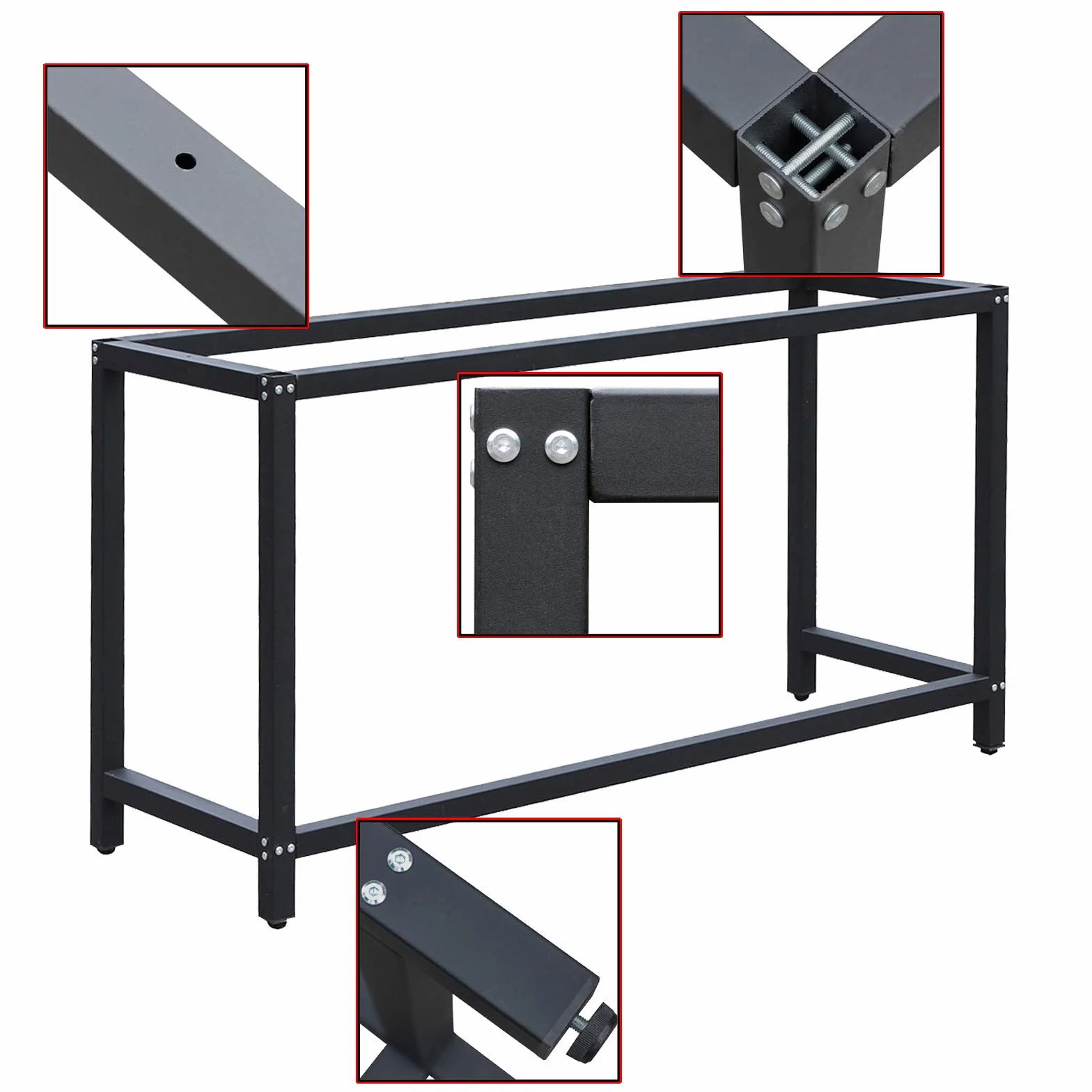 Wiltec Telaio per banco da lavoro in acciaio, gambe per banco da lavoro; telaio per tavolo 50 x 150 x 80 cm