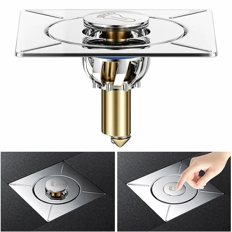 Filtro di scarico in acciaio inossidabile per lavello da cucina e bagno, copertura inodore con tappo a rimbalzo (A)