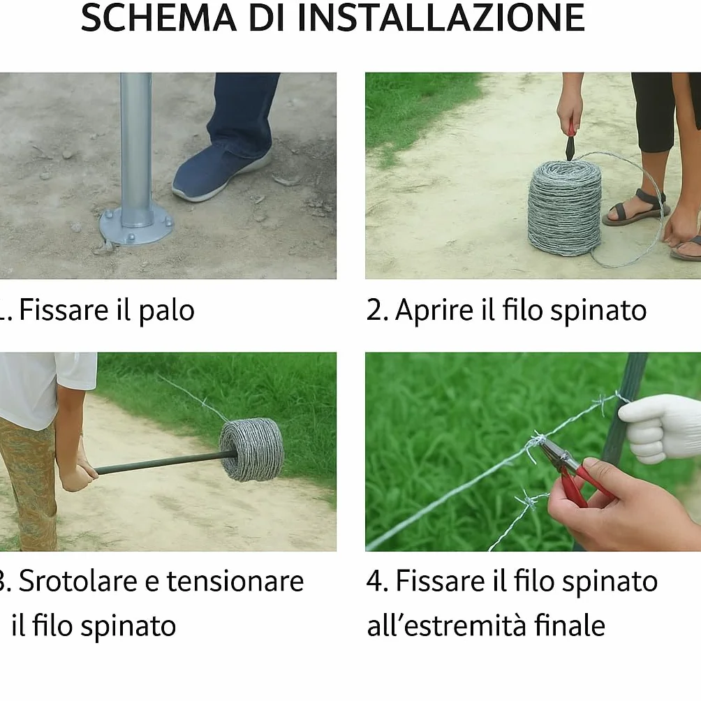 Filo Spinato Zincato 100m 1,7mm Rotolo Recinzione Antiarrampicata