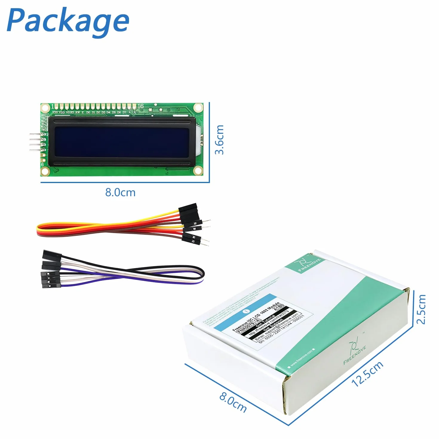 Freenove I2C IIC LCD 1602 Module, New Type TWI Serial 16x2 Display, Compatible with Arduino Raspberry Pi Pico ESP32 ESP8266