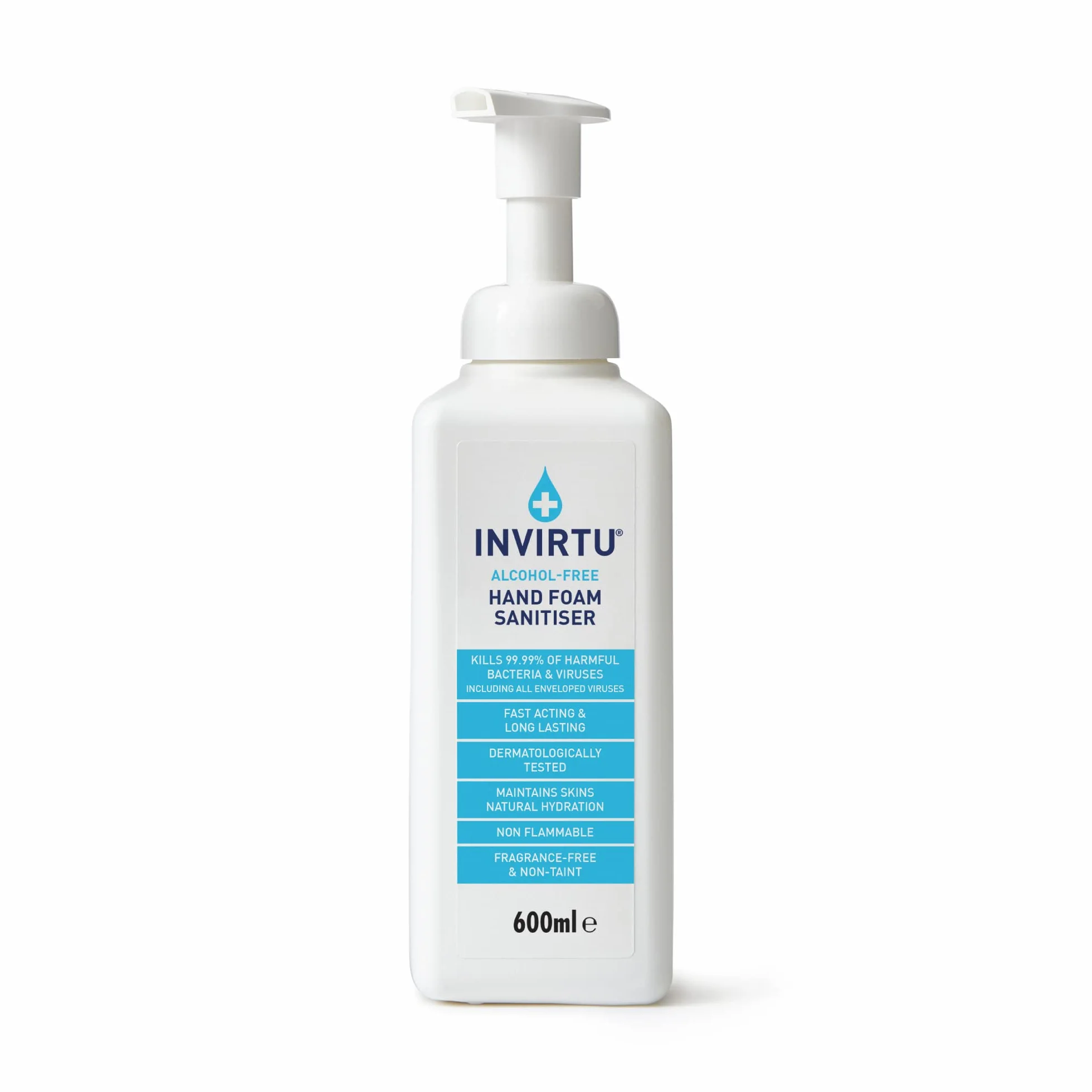 Byotrol INVIRTU, disinfettante per le mani senza alcool, senza profumo, senza alcol e non macchia, flacone da 600 ml