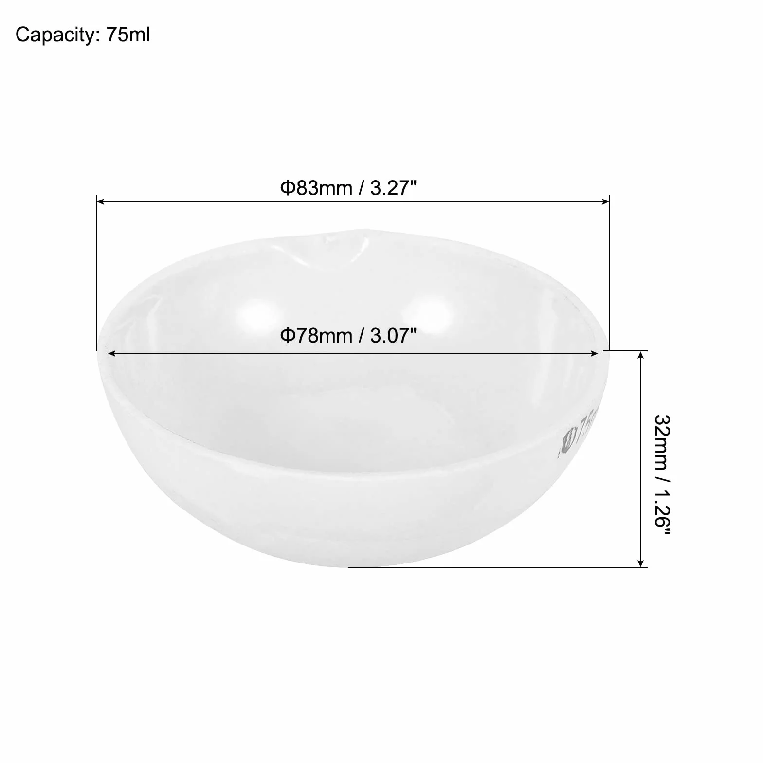PATIKIL 75ml Piatto Crogiolo Porcellana 2 pz Vaschetta Evaporazione Ceramica Vaso Tazza per Fondere Squagliare Raffinare
