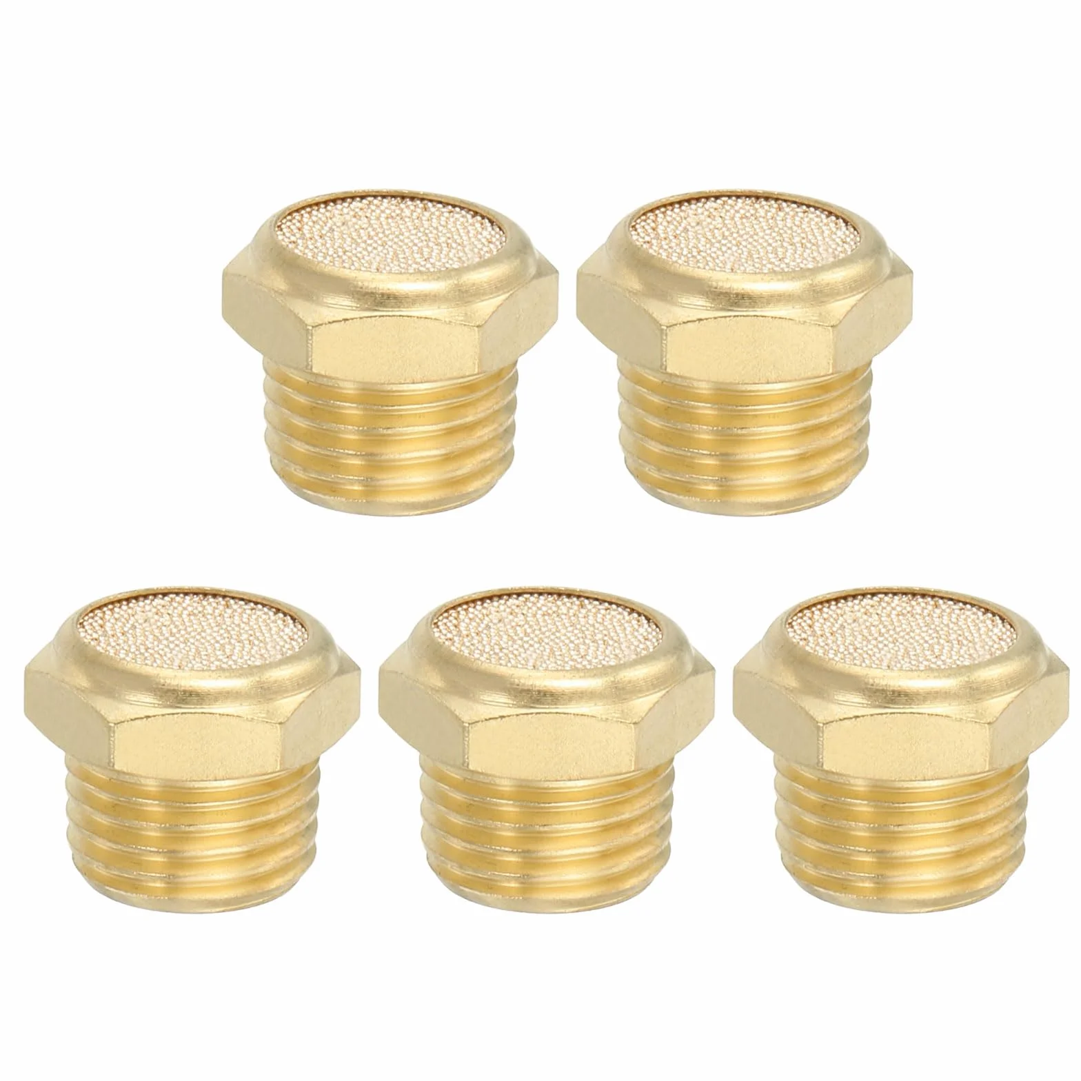 PATIKIL Marmitta Pneumatico In Ottone 1/4" NPT 5 Pezzi Filtro Ventilazione Aria Sinterizzato Piatto Raccordi Valvola Solenoide Riduttore Rumore