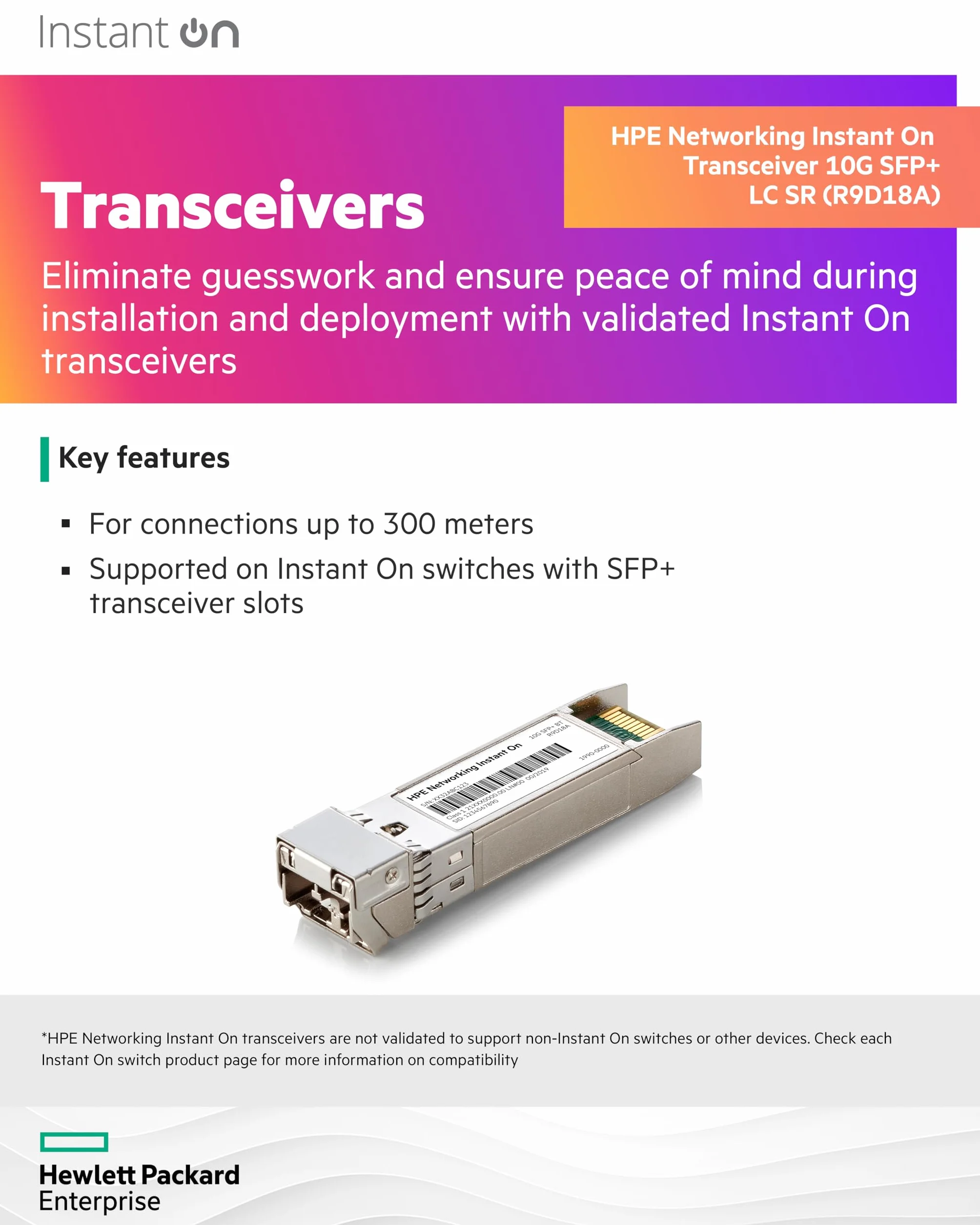 HPE Instant On 10G SFP+ LC SR300M