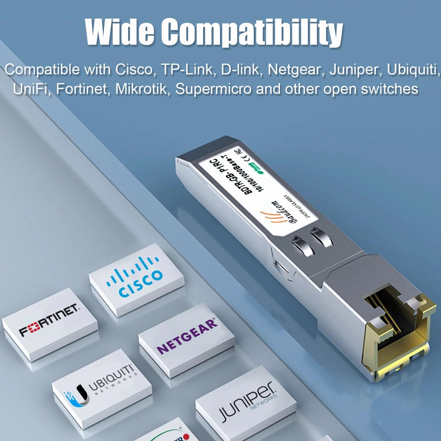 Modulo SFP 1G RJ45 Mini-Gbic 100m Ricetrasmettitore Rame 1000Base-T Compatibile Cisco GLC-T SFP-GE-T