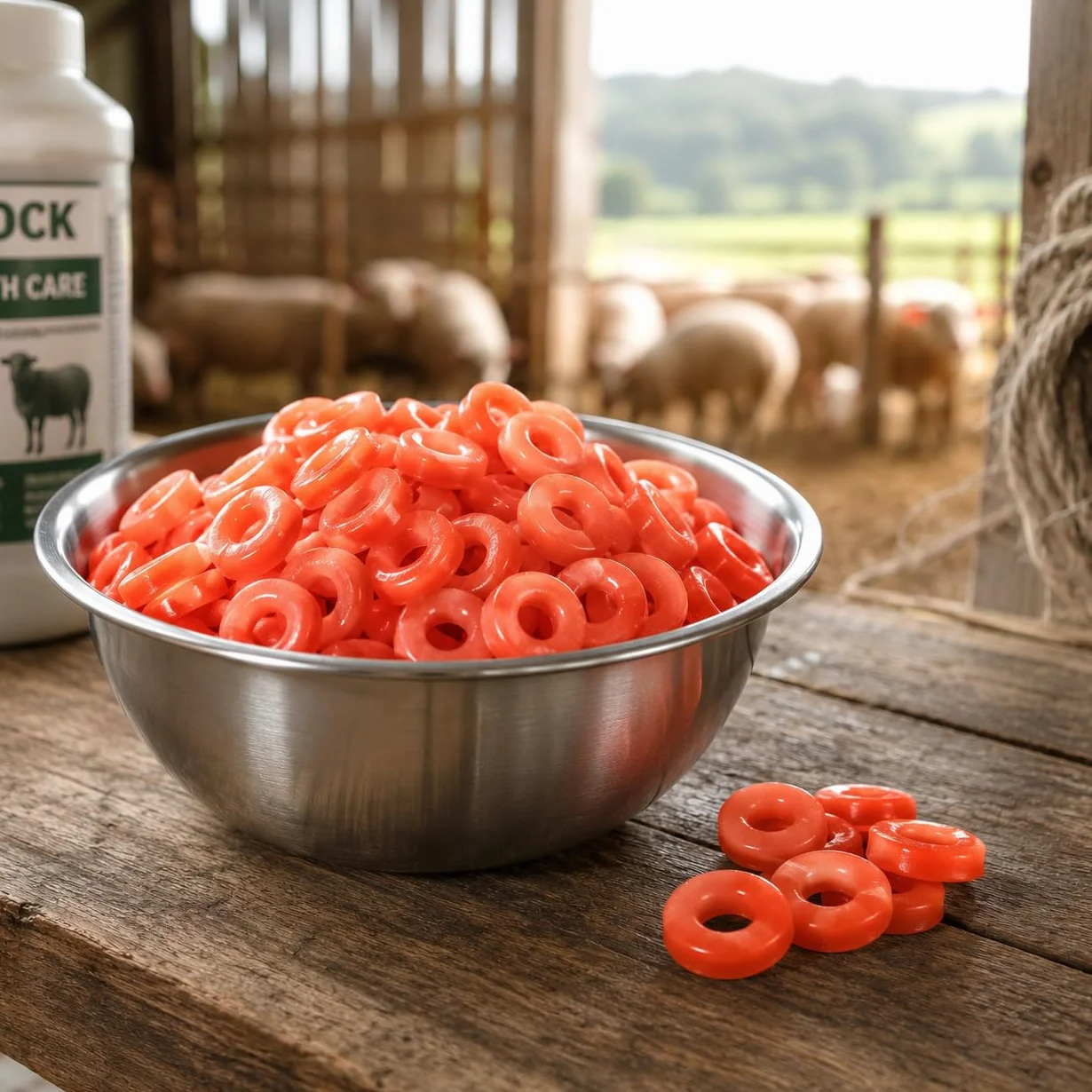 Garneck 100 anelli di gomma Elastrator per pecore castrazione altamente elastici per coda agnello vitelli