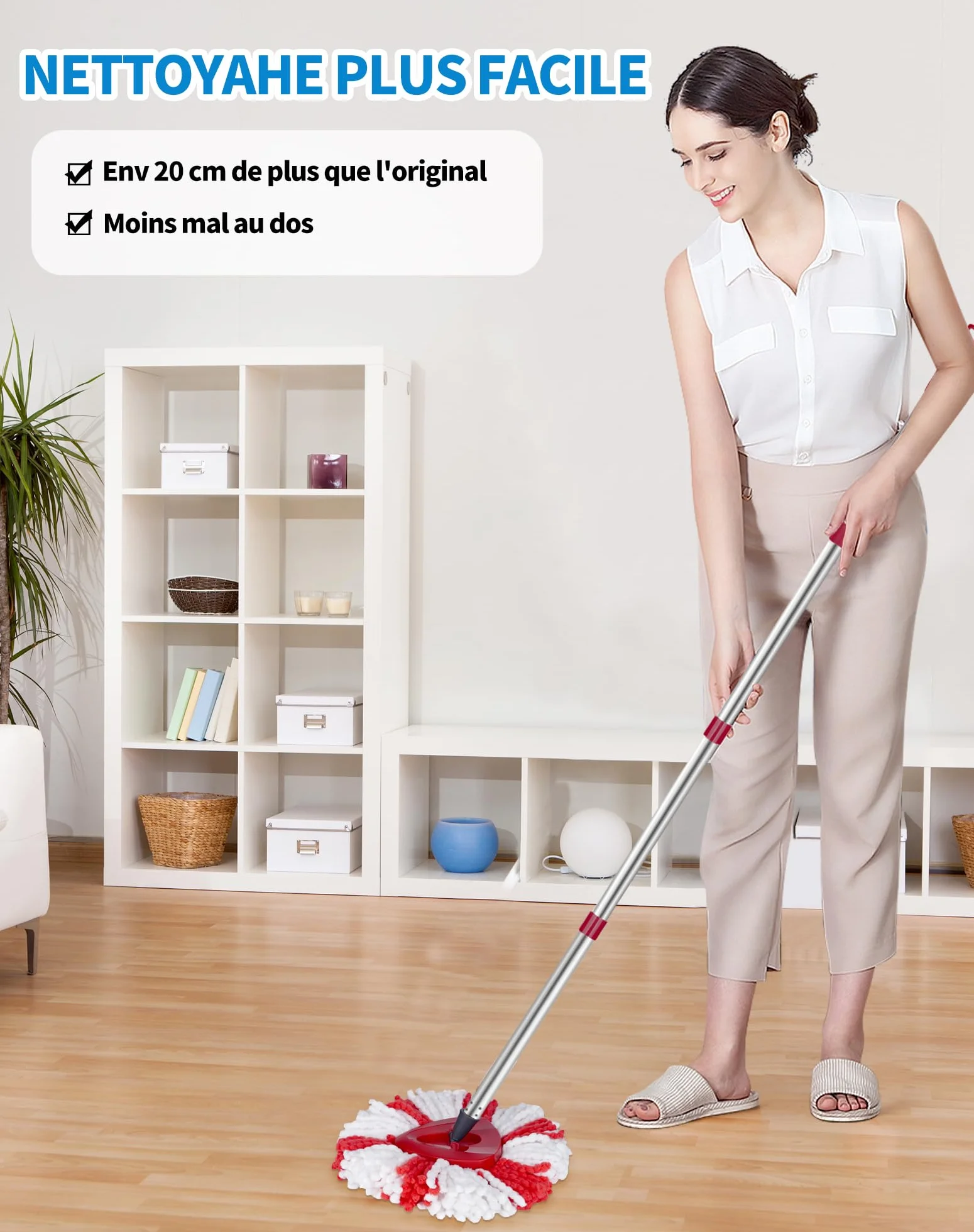 SOSALUK Manico per scopa compatibile con Vileda Easy Wring and Clean Turbo 76 cm-148 cm, manico in mocio per Vileda Turbo regolabile