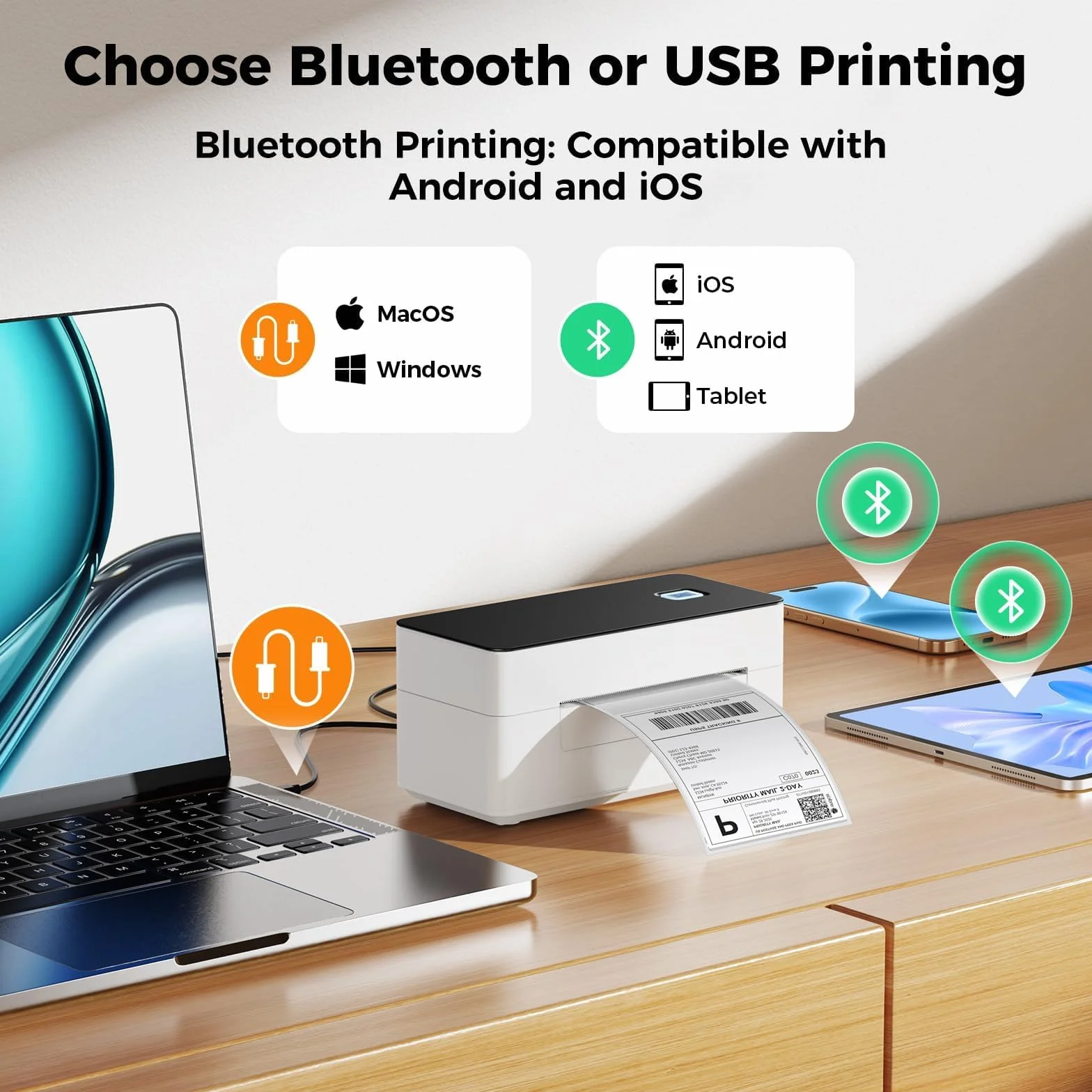 SVANTTO Stampante etichette spedizione ad alta velocità 4x6”, 180 mm/s, compatibile con i sistemi Windows/macOS/Android/iOS, stampa senza inchiostro, compatibile con UPS/Colissimo/Shopify/e-Bay/Vinted