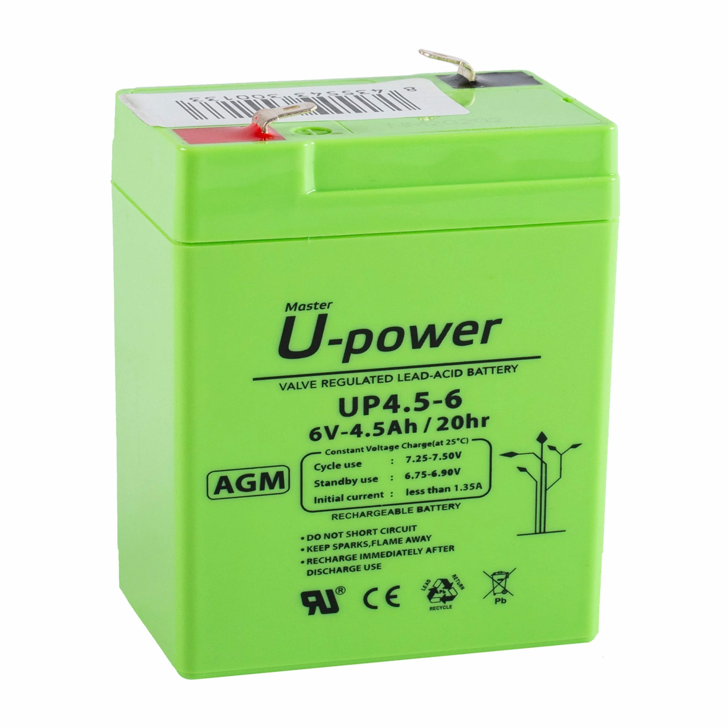 Batería piombo AGM Sigillata 4.5Ah 6V Faston F1 4.8mm