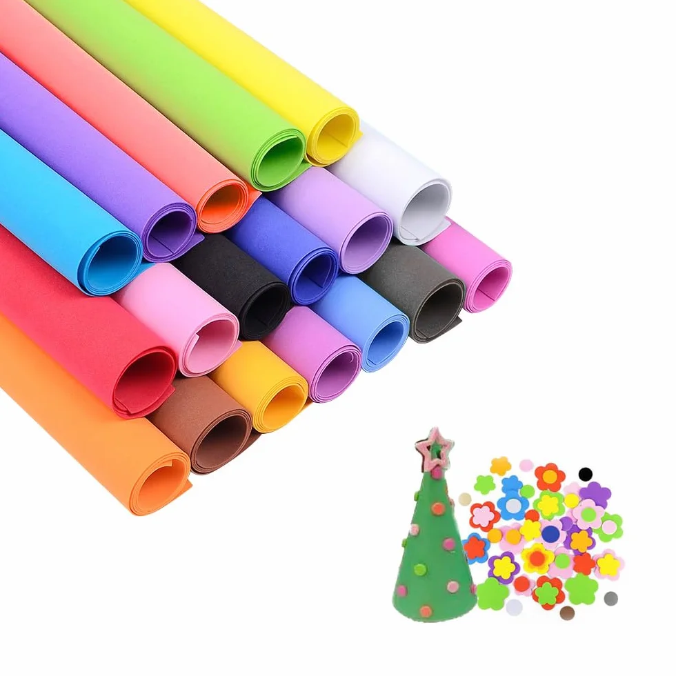 SKYPRO 18 Pezzi di Fogli di Schiuma EVA Colorati Fogli di Schiuma EVA per Cosplay 1mm di Spessore 50x50cm Fogli di Schiuma EVA per Arti, Artigianato e Progetti Fai-da-Te