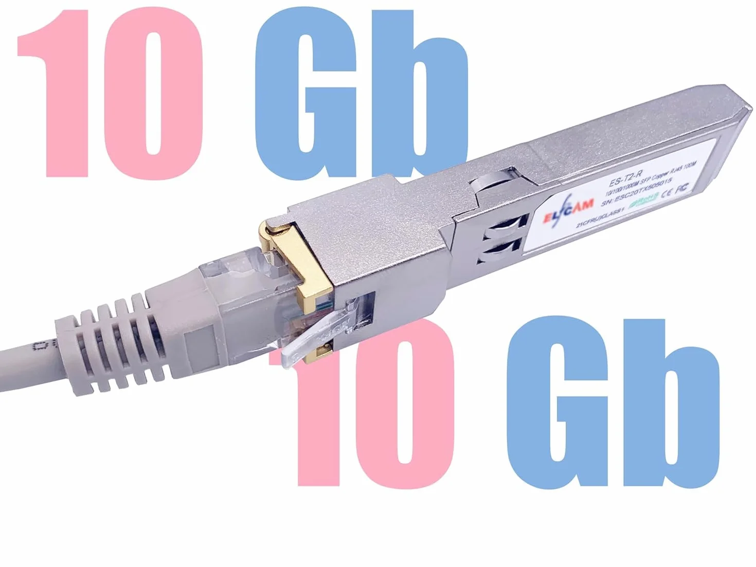 Elfcam 10Gb SFP+ RJ45 Modulo 10Gbase-T-30m con Cavo Cat8 2m per Freebox Ultra