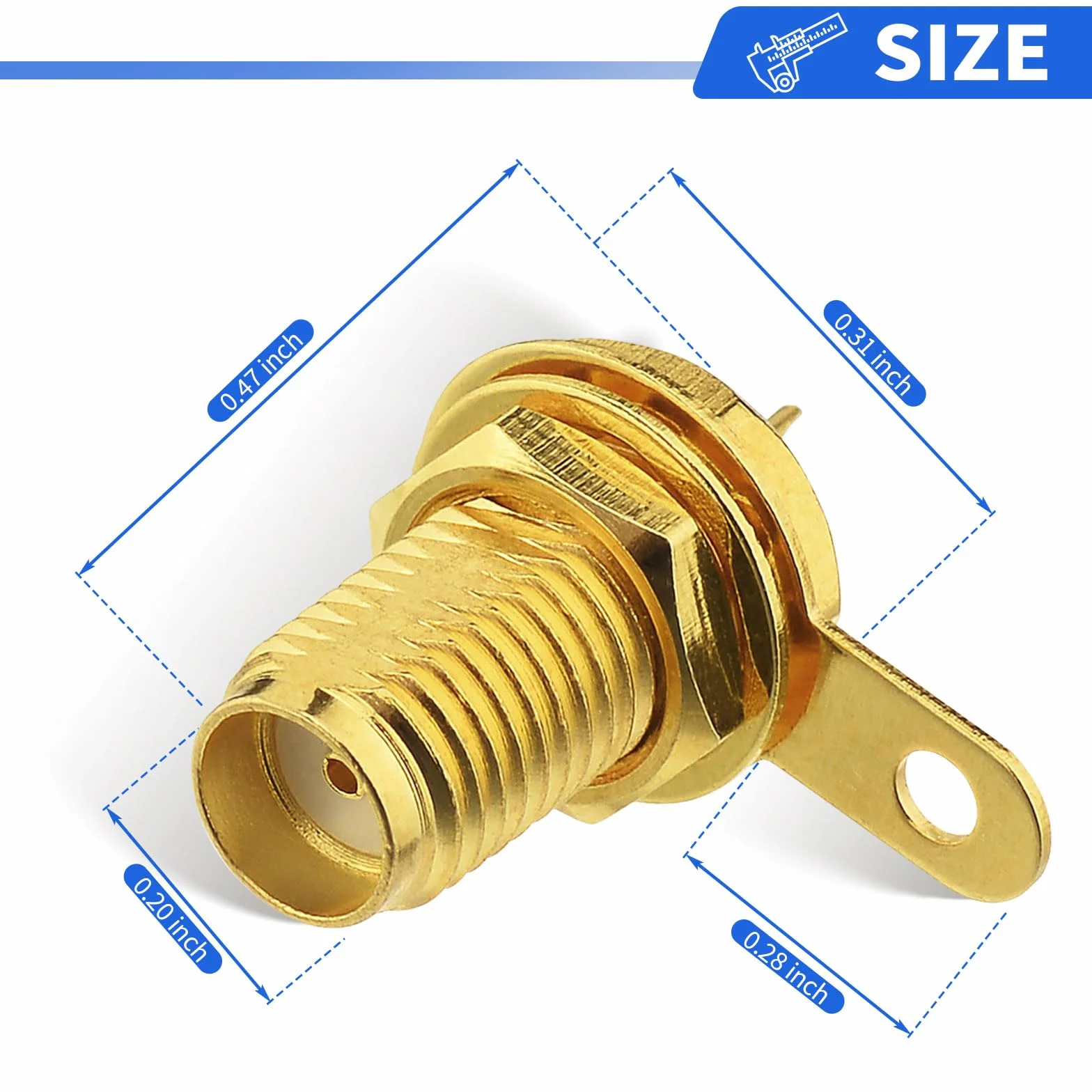 Superbat Connettore SMA 50ohm SMA Femmina Montaggio a Pannello Kit di Connettori di Cavo Coassiale con Dado a Parete e Terminale di Coppa di Saldatura per PC Antenna Stazioni Base ecc(5 Pezzi).