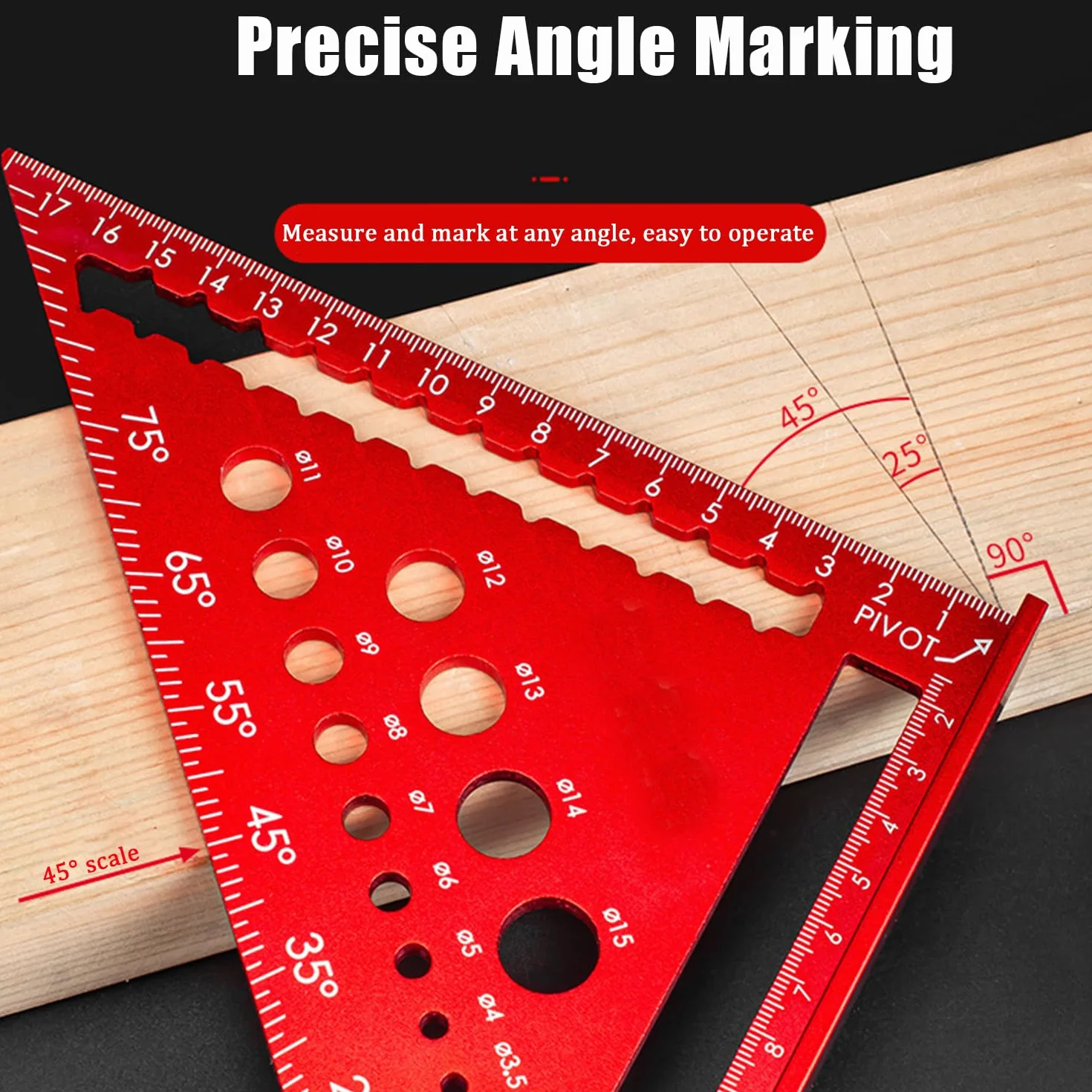 Righello Triangolare Metrico 17,8 cm Lega di Alluminio per Marcatura Angolare