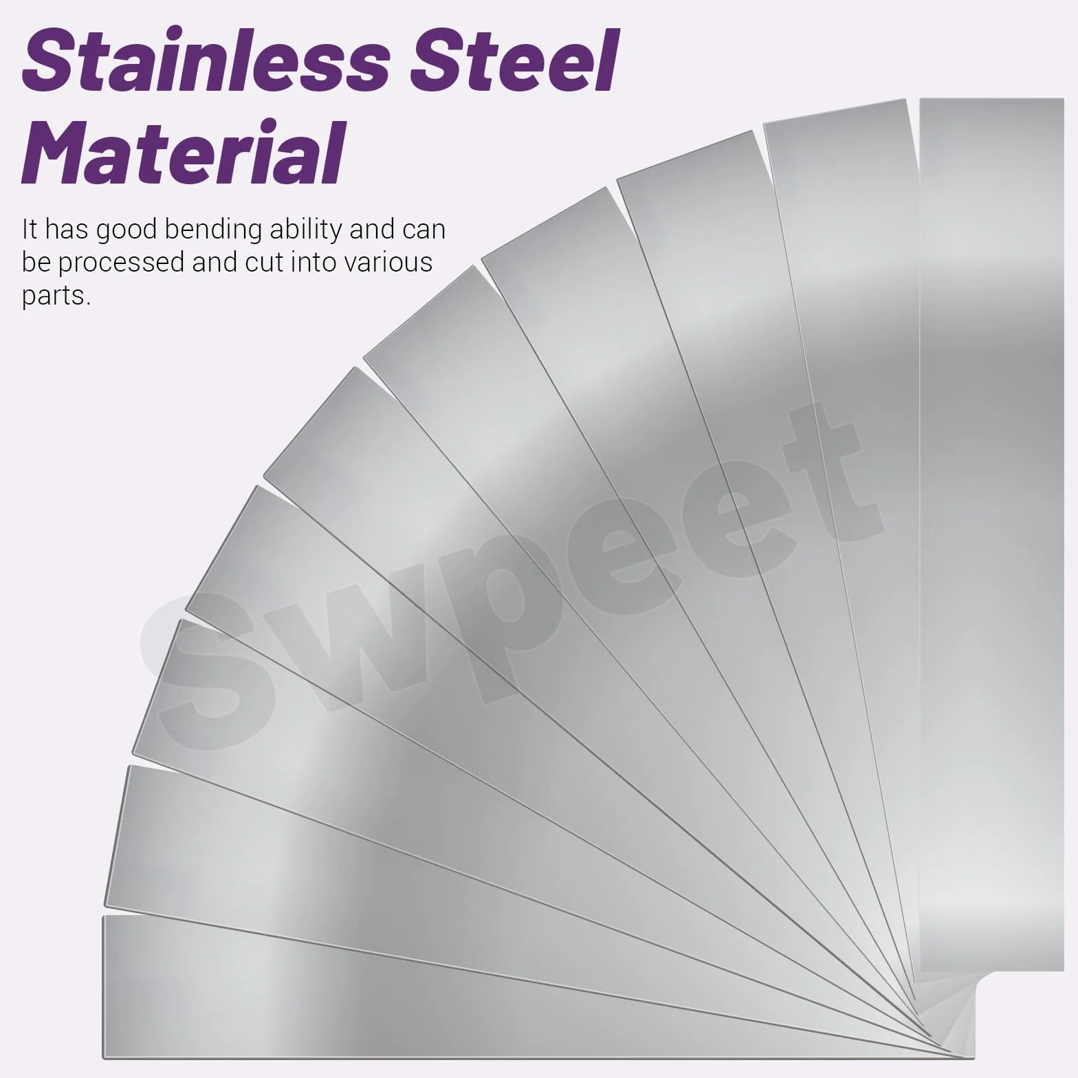 Swpeet Kit 10 spessori acciaio inossidabile 304 2,5 cm x 15,2 cm x 0,0 cm strisce metallo