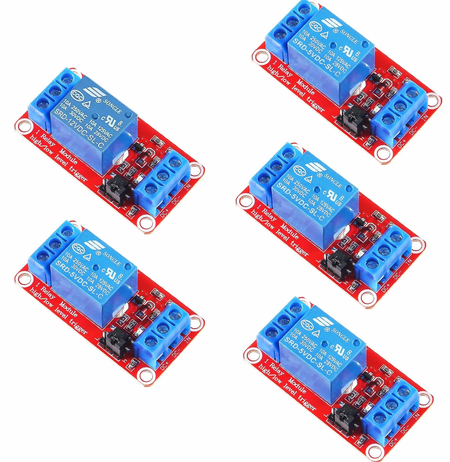 RUNCCI-YUN 5 Pezzi Modulo Relè a 1 Canale 12V Trigger di Livello Alto e Basso con Isolamento Optoaccoppiatore per Relè Arduino