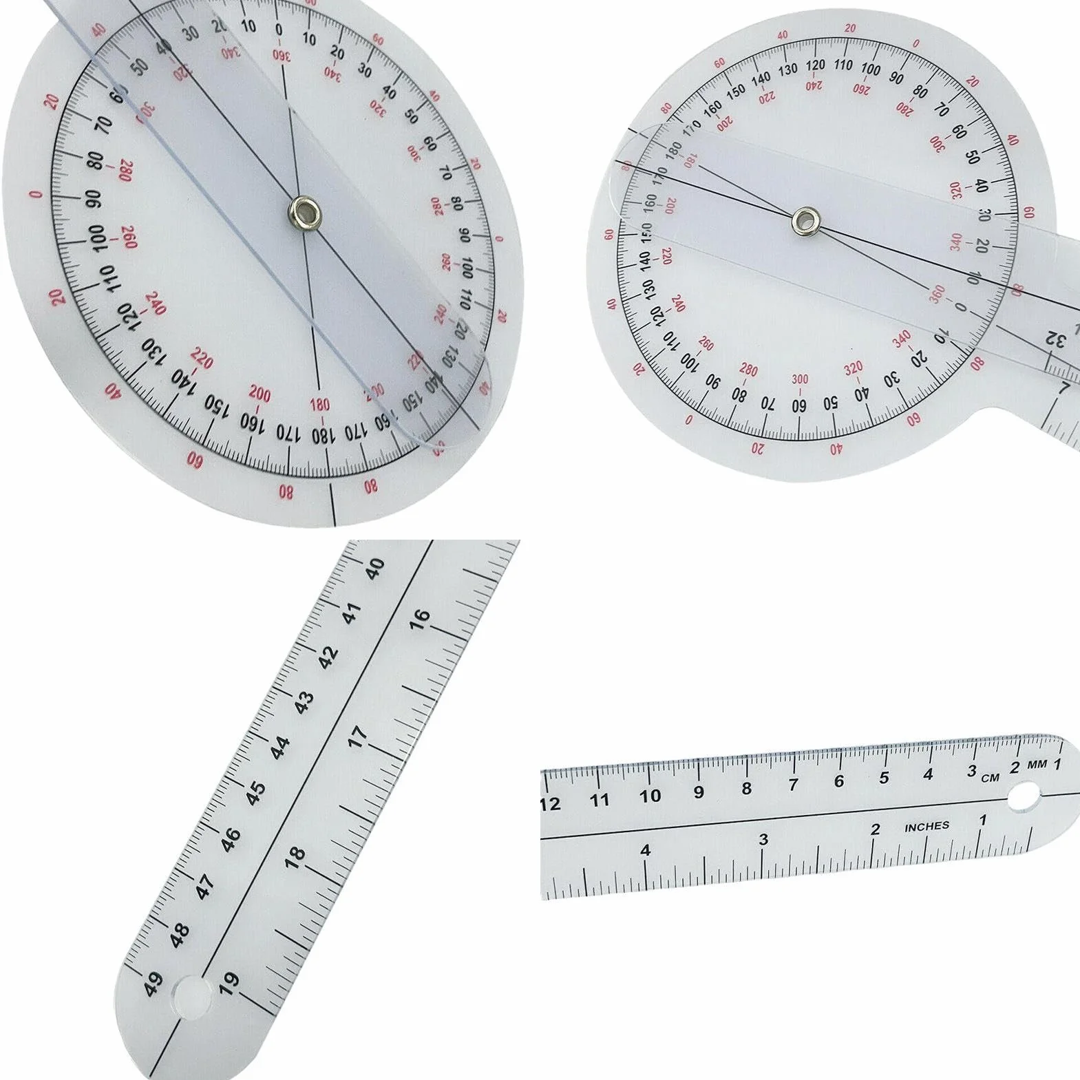 Goniometro da 30,5 cm, goniometro da 30,5 cm, goniometro fisico professionale, angolo fisico a 360 gradi, righello per articolazioni del ginocchio, gomito, spalla o anca