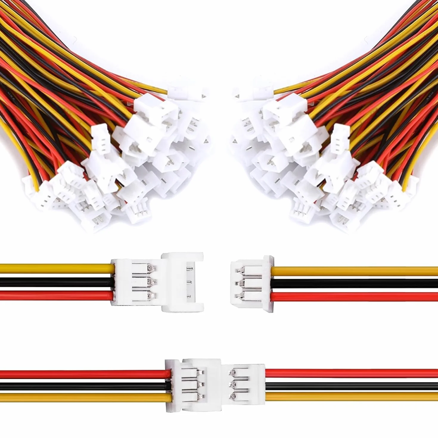 DEWIN JST,Microconnettori 3 Pin Connettore Jst 3 Pin Micro Spina Connettore Micro Elettrico Spina 1.25mm con Fili Cavi 40 Paia