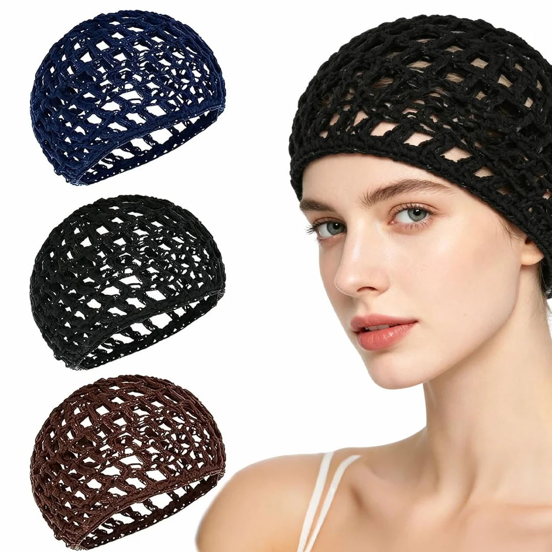 Cuffia per Capelli Retine in Maglia Lavorata all'Uncinetto Traspirante per Dormire Doccia Trucco Accessori Unisex