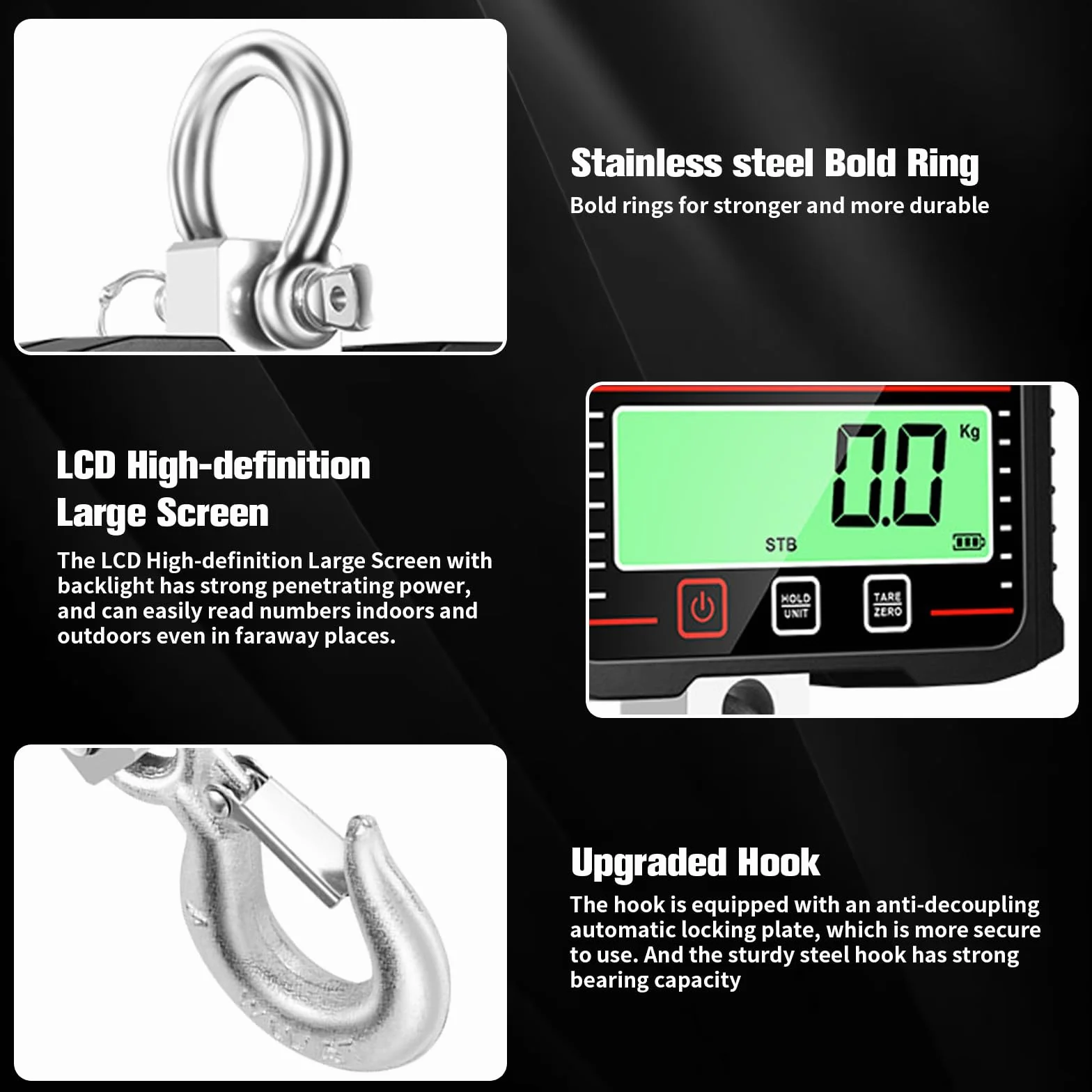 Bilancia per gru 2000kg 4000 lb digitale portatile con telecomando sensore precisione display LCD kg lb N