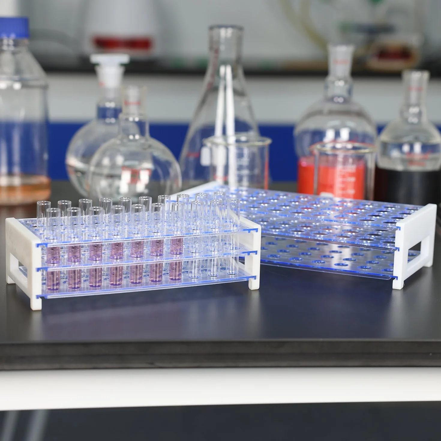 stonyLab Portaprovette in Plastica Blu Amovibile 3 Livelli 50-Posti 16mm