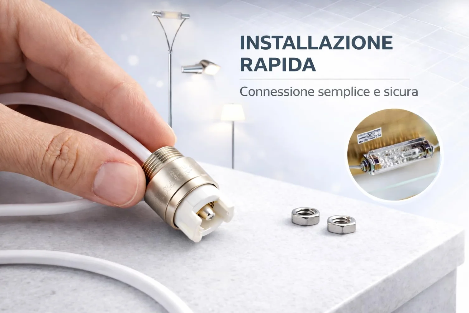 Portalampada R7s 78mm 118mm 189mm – Set 2 Ricambio per Lampade Piantana, Applique e Faretti – Attacco R7s in Steatite Alta Resistenza 250V 8A con Cavi 25cm in Teflon - Prometeo Electronics