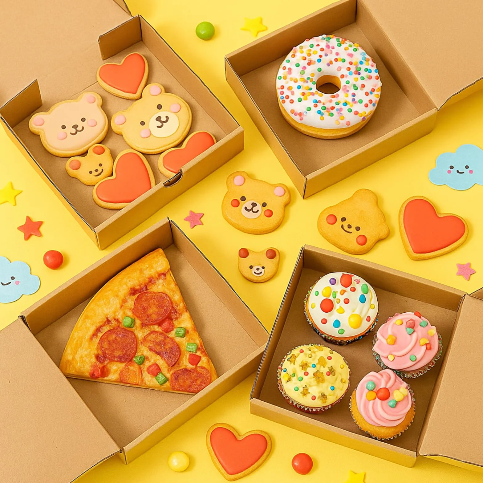 ZENFUN 40 mini scatole per pizza in carta kraft 18 x 18 x 3 cm ondulate contenitori da asporto