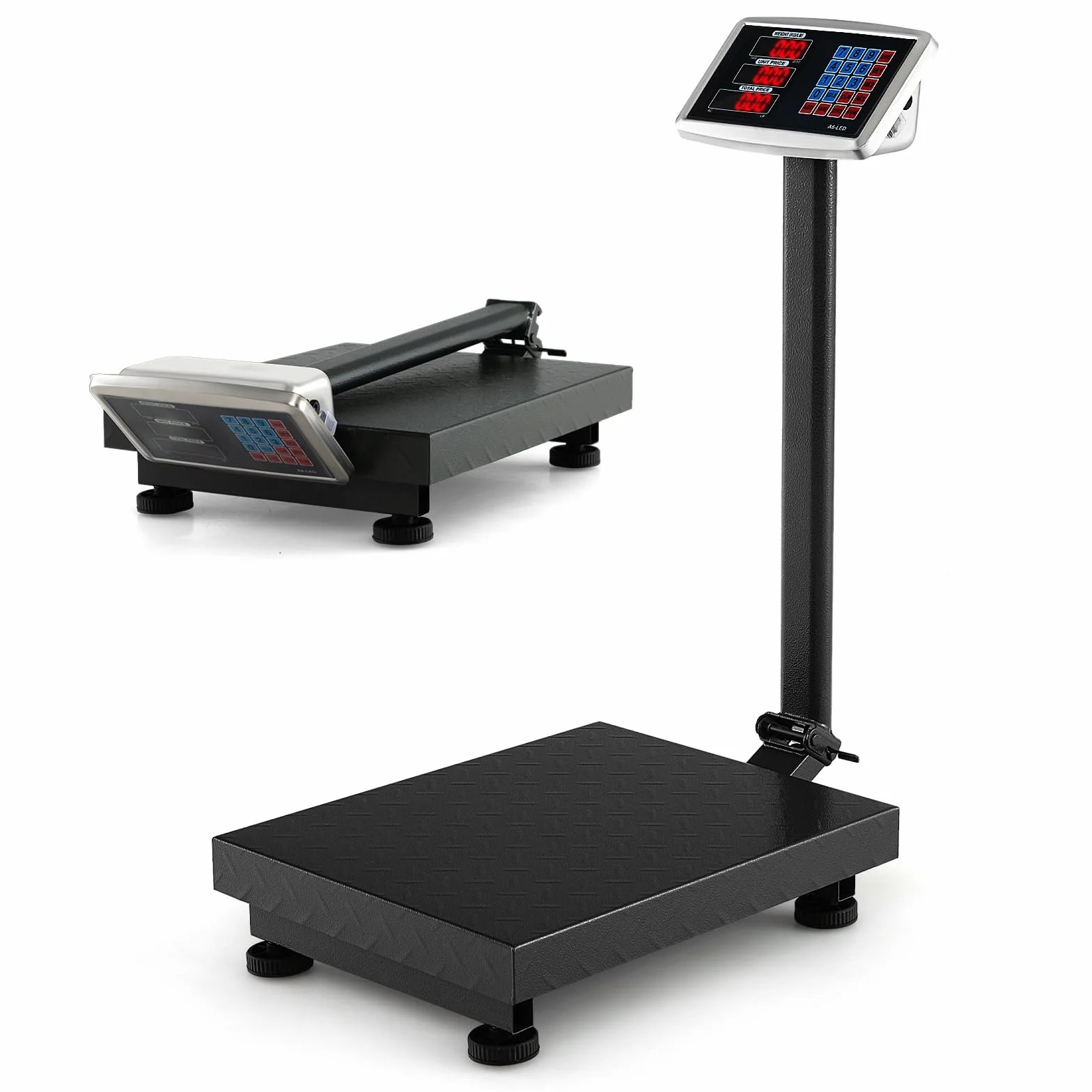 GYMAX Bilancia Digitale 300 kg, Elettronica con Calcolatore Prezzi, Conversione LB/KG, Precisione 50 g, Pieghevole