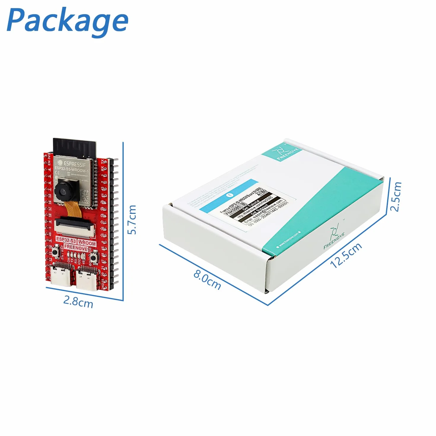 Freenove ESP32-S3 CAM Board 16 MB Flash Dual-core 240 MHz Microcontroller Wireless