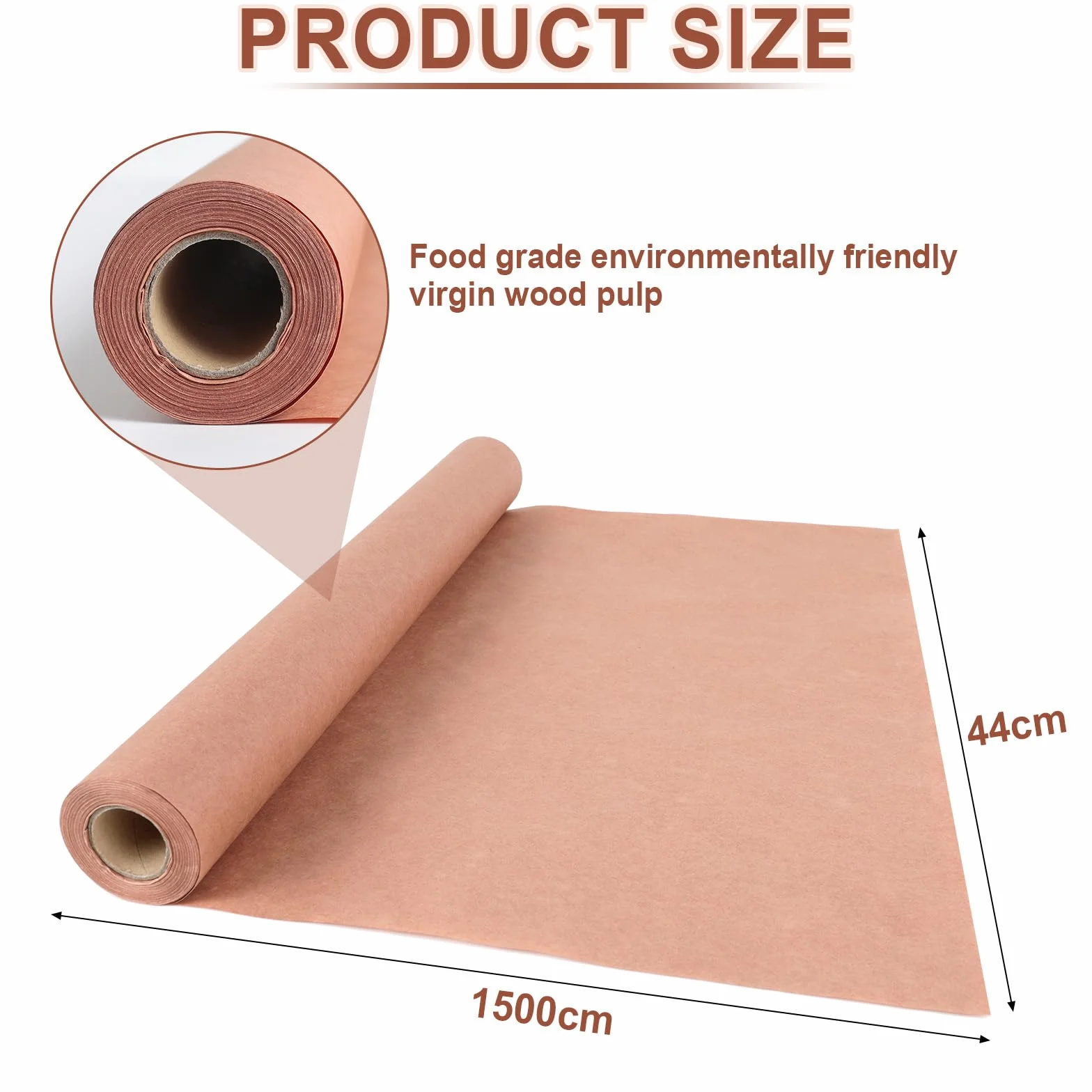 AiQInu Butcher Paper BBQ 44cm×150cm, Carta per Barbecue, Carta Kraft per Barbecue, Affumicatore, Carne di Pesce