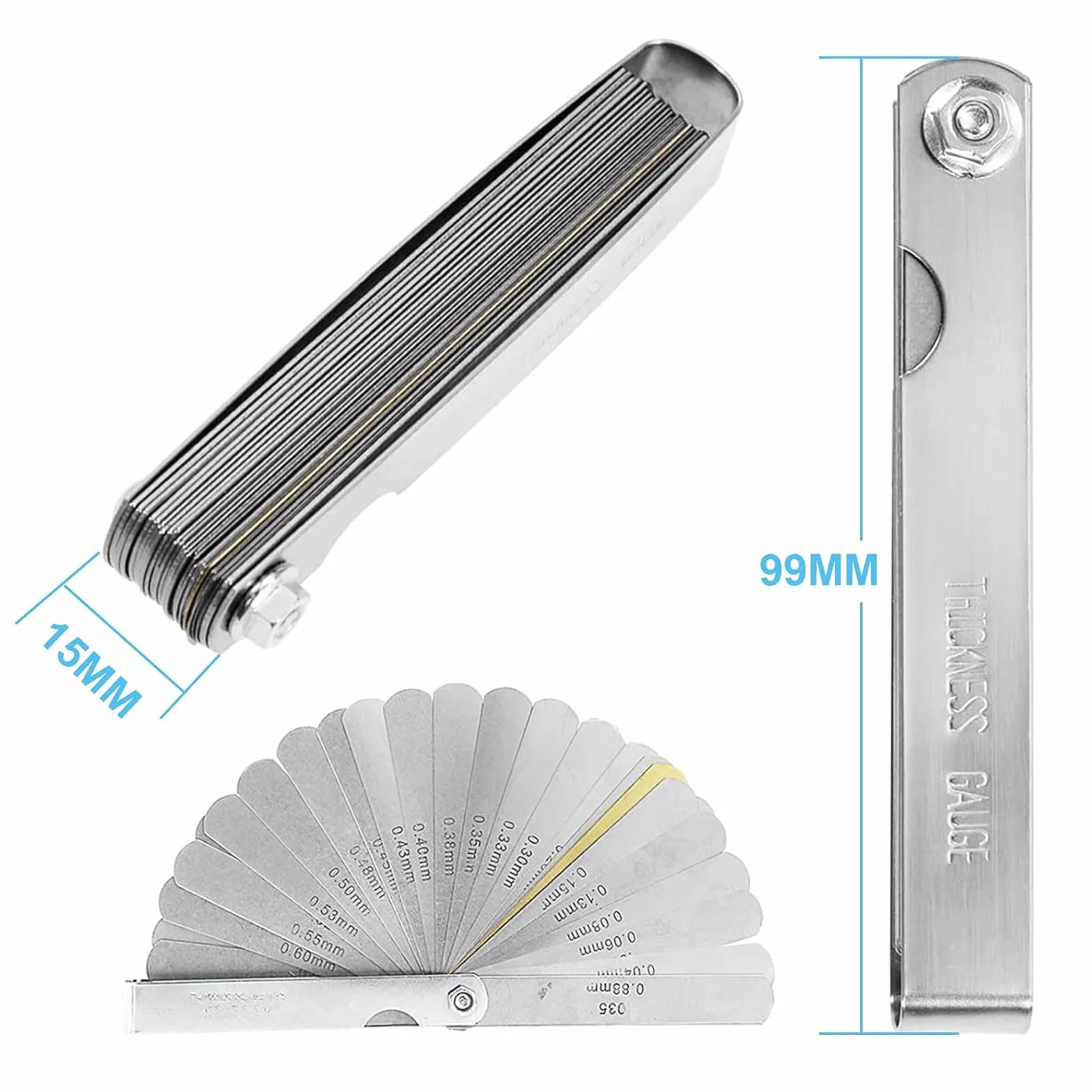 Spessimetro Binghe 32 Lame Inox Pieghevole Misurazione Doppia