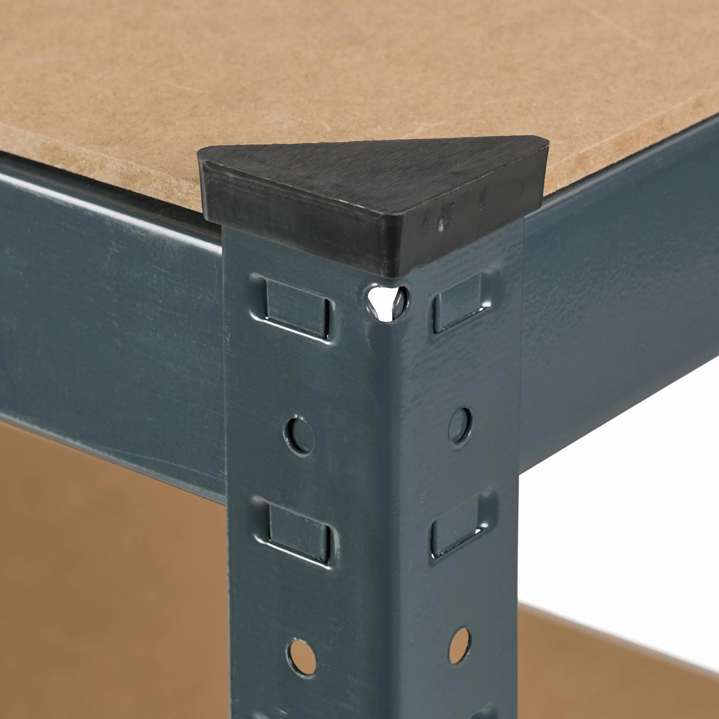 Relaxdays Banco da Lavoro Officina, HxLxP: 90x120x60 cm, 150 kg, Tavolo con 2 Ripiani Regolabili, Acciaio e MDF, Grigio
