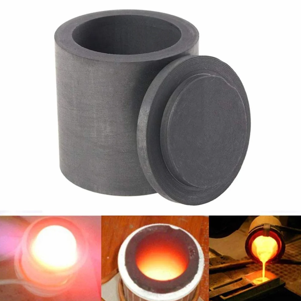 40 * 40mm strumenti per gioielli ad alta purezza fusione di crogiolo di grafite, fusione di crogiolo di grafite di elevata purezza con coperchio