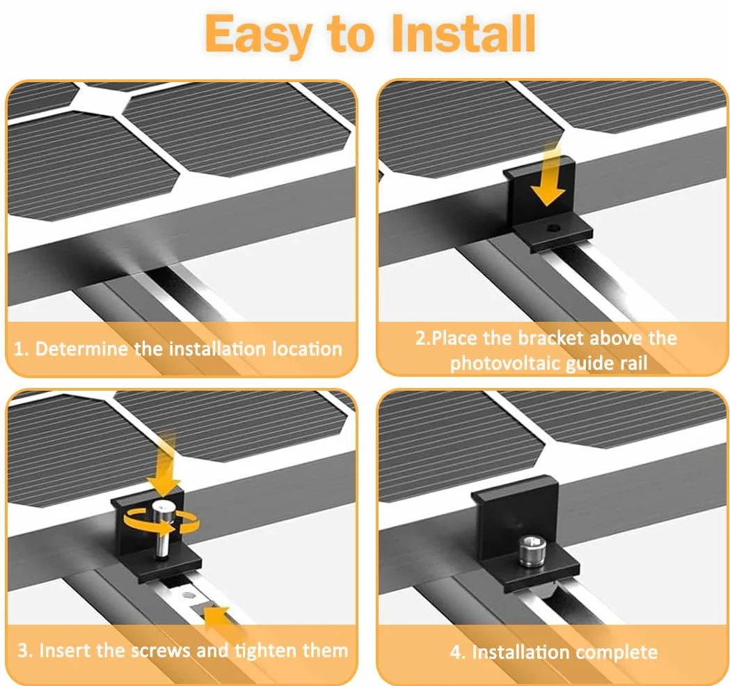 Kit Morsetto Solare Regolabile 30 mm per Pannelli Solari Staffa Z di Montaggio con Dadi e Viti