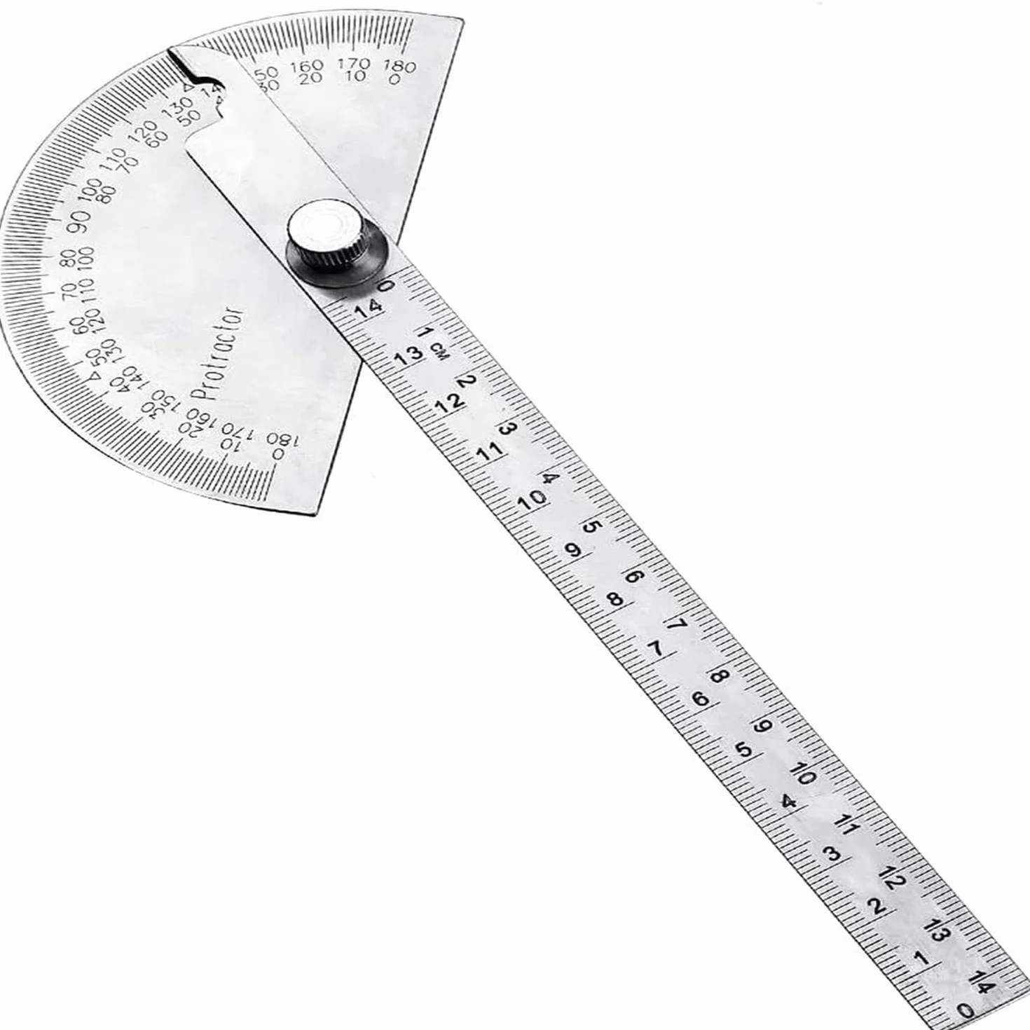 Goniometro 180 Gradi In Acciaio Inox, Goniometro a Testa Tonda Regolabile in Acciaio Inossidabile, Studente, Falegname, Goniometro a Testa Tonda Multifunzione Fai-da-te (Acciaio inossidabile)