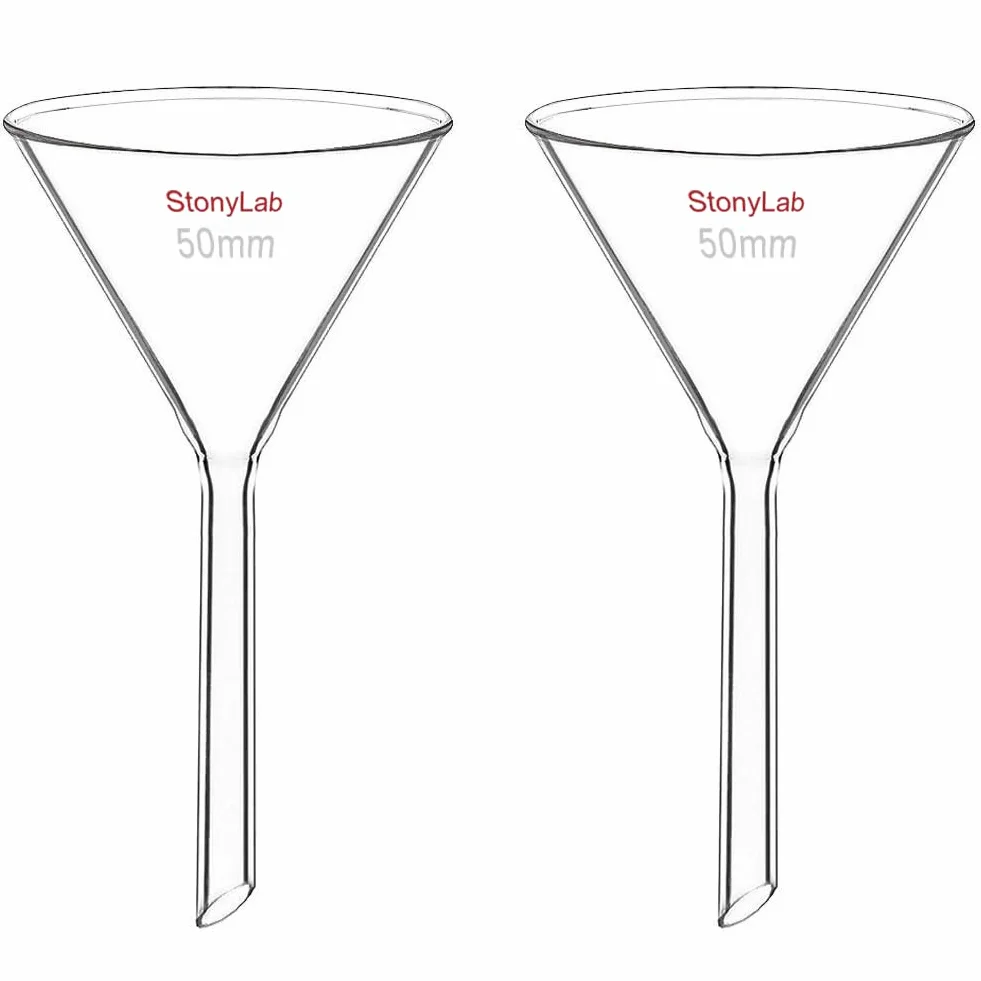 stonylab 2 Pezzi Imbuto in Vetro Borosilicato Glass Funnel, Imbuti da Laboratorio, Gambo Corto Diametro 50 mm, Lughezza Stelo 50 mm