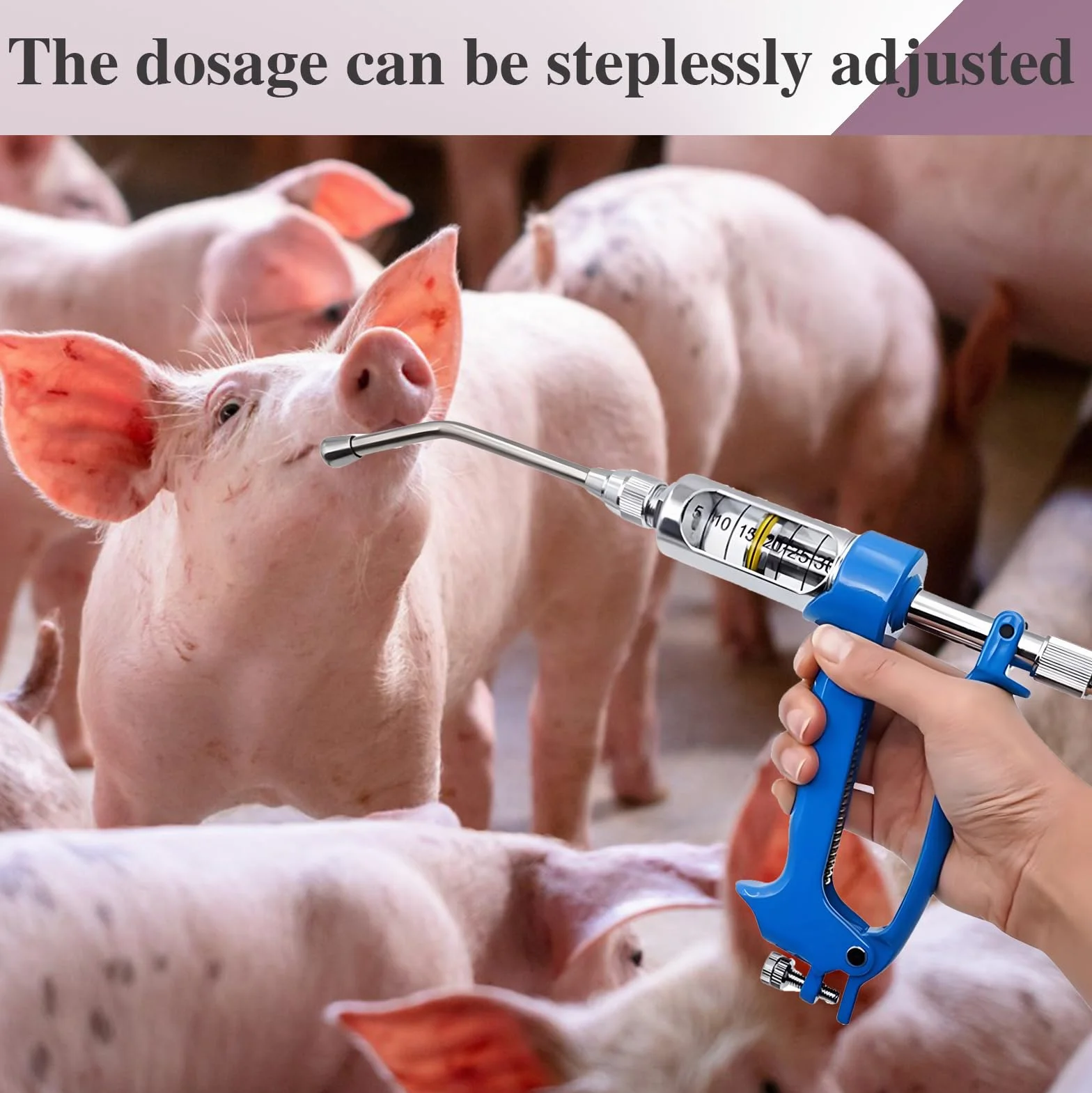 Veterinarie Dispenser Regolabile In Metallo 30 ML, Pistola Iniezione per Bovini Cavallo Pecore