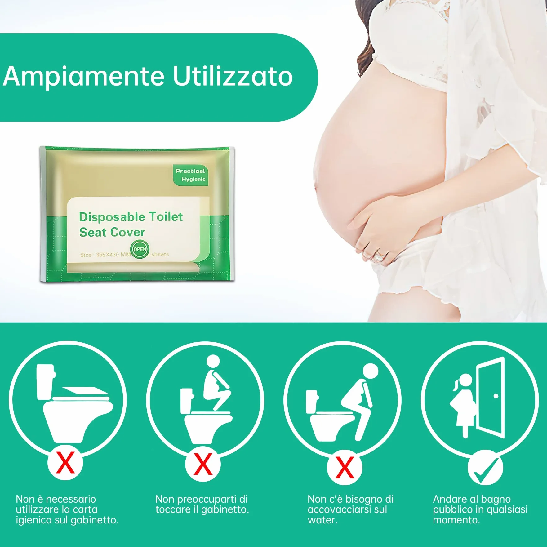 Coprisedili WC Carta 6 Confezioni 60 Pezzi Copriwater Usa e Getta Biodegradabili per Bambini e Adulti