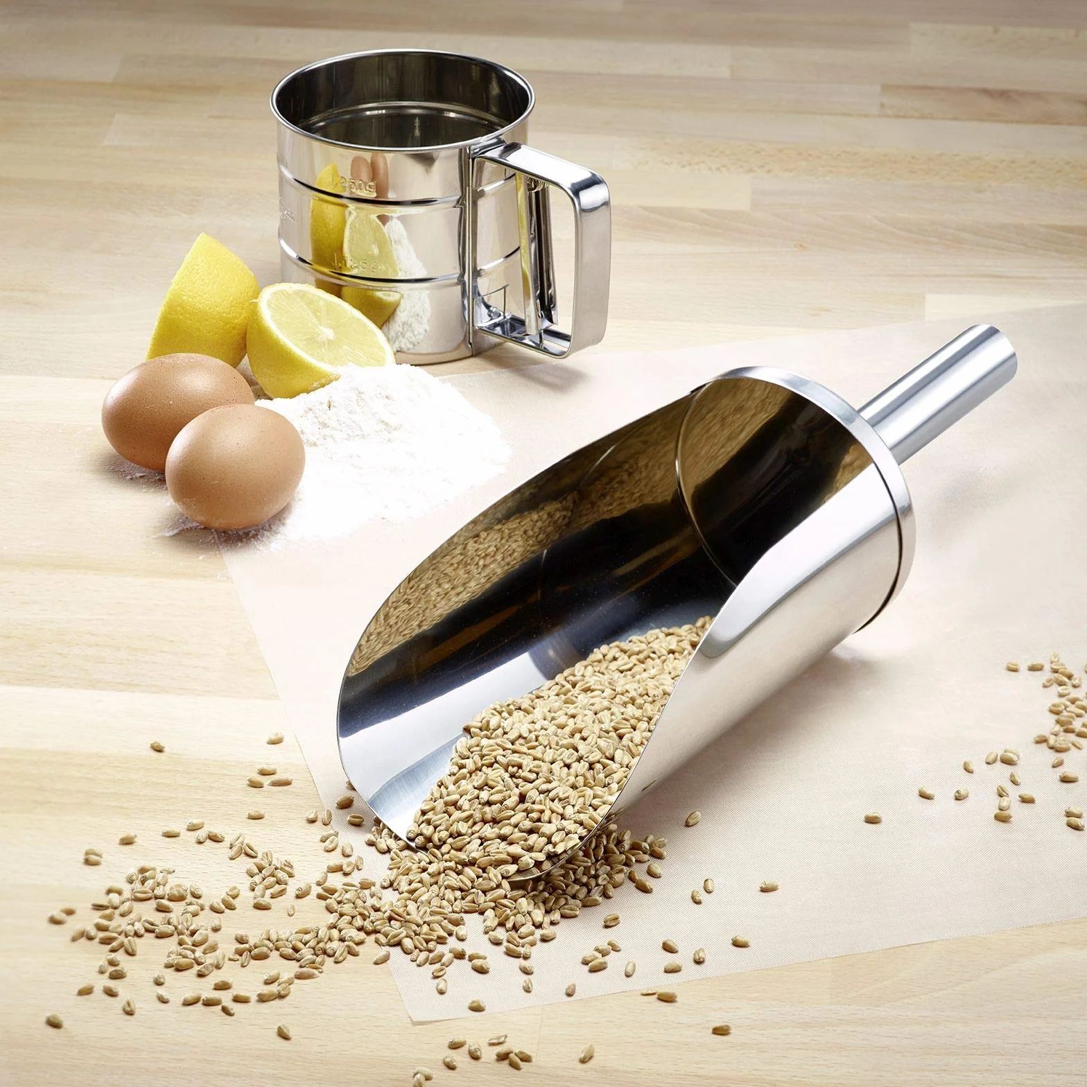 Westmark Paletta per pesare/riempire, Capacità: 600 ml (ca. 700 g di farina), Rotondo, Acciaio inox, Argento, 91142270