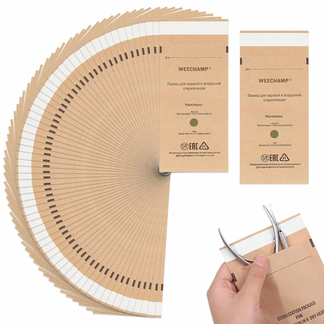 50 Pezzi Buste Sterilizzazione Estetista Buste Monouso Buste Autosigillanti per Sterilizzazione a Secco e in Autoclave per Strumenti per Unghie Dentisti e Estetiste