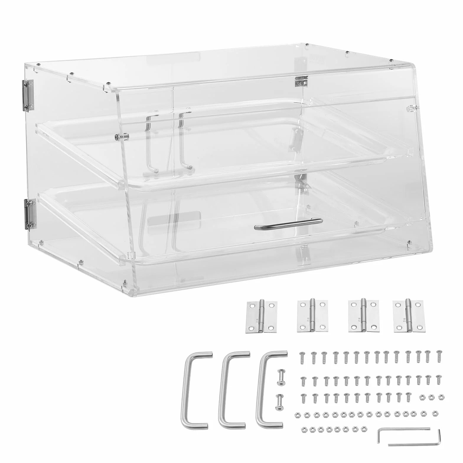 VEVOR Espositore per Pasticceria 2 Ripiani Acrilico Trasparente 510x350x35 mm Vetrina da Panificio