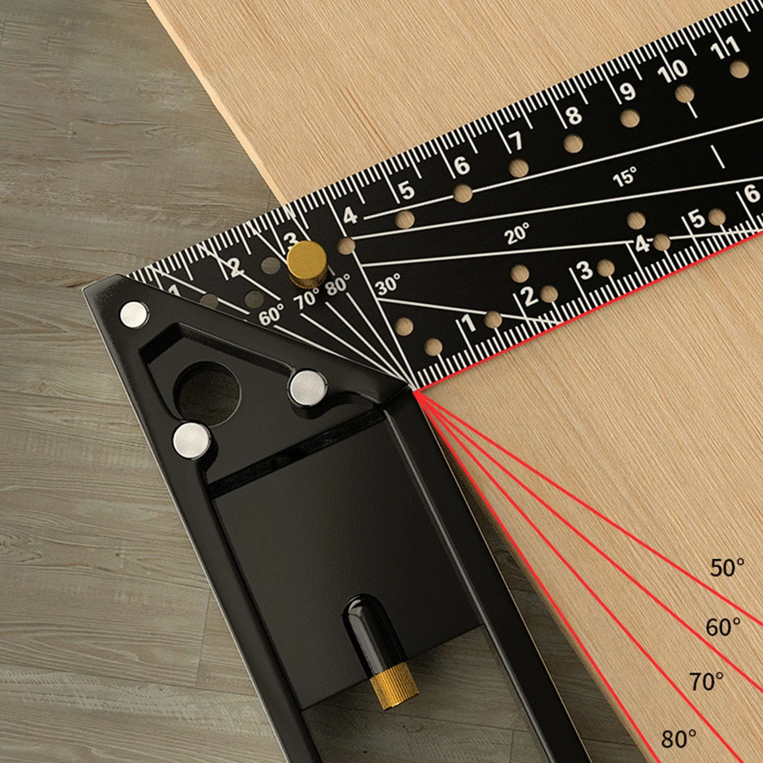 Righello di misurazione multiangolo professionale, righello ad angolo retto combinato universale da 45 a 90 gradi, strumento di misurazione accurato con tracciatore in acciaio