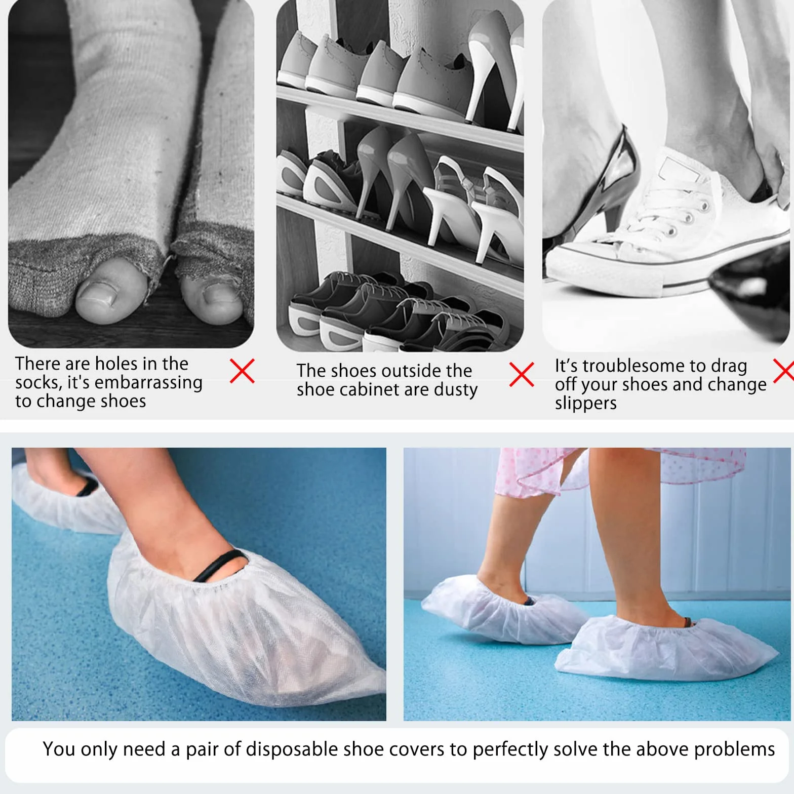 Copriscarpe in Plastica Bianco 100 Pezzi per Pulizia Tappeto Protezione Pavimento
