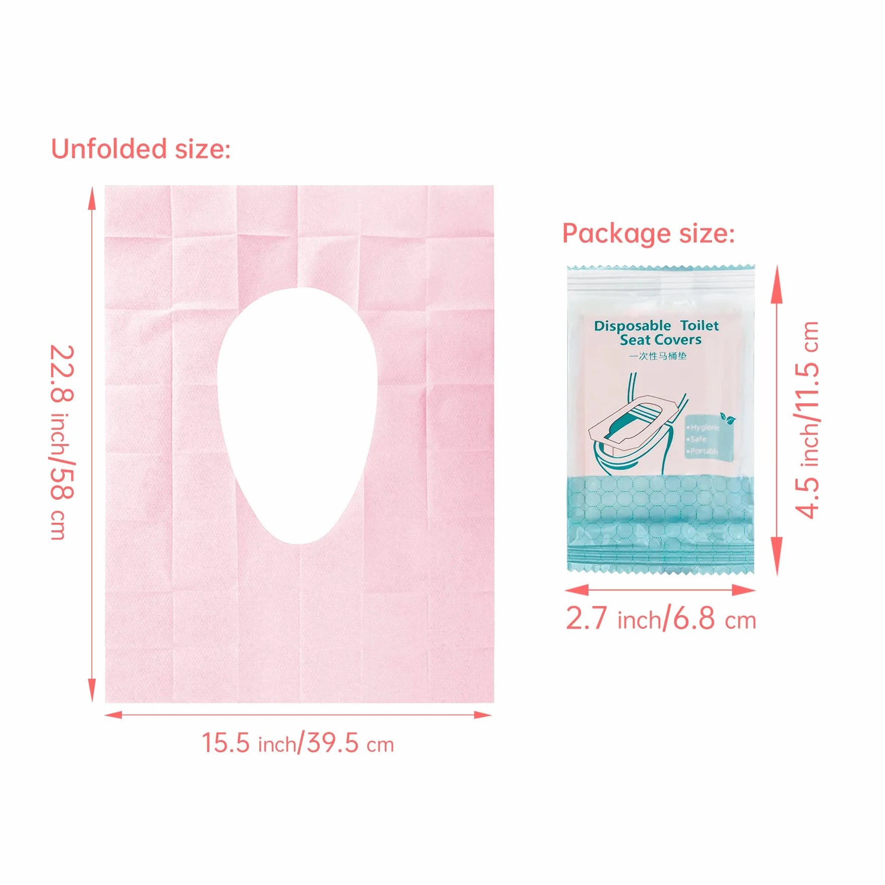 Copriwater Usa e Getta Igienici Monouso Universale per WC Impermeabile Tascabile Antibatterico Biodegradabili 40 Pezzi Rosa
