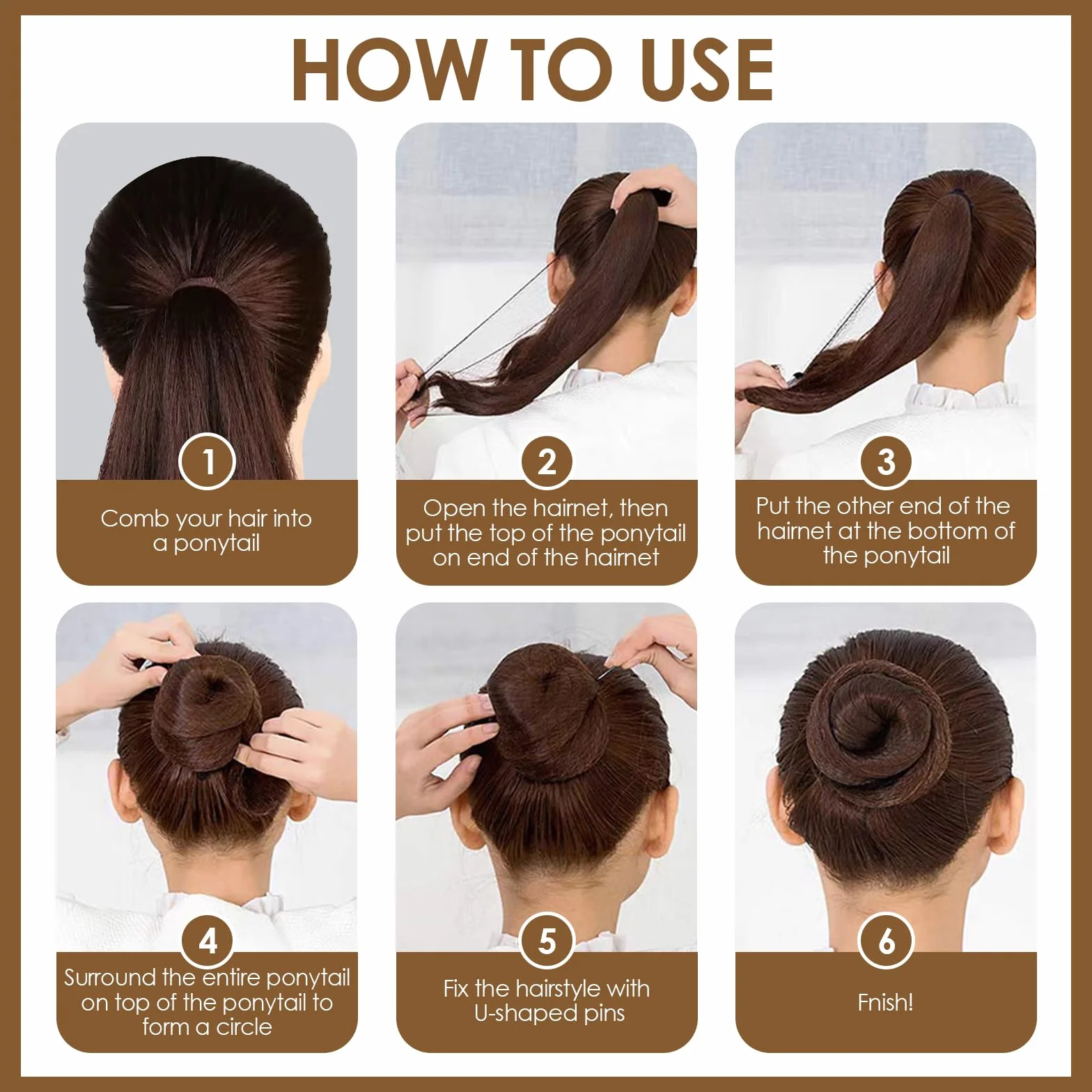 Retina per Capelli Chignon 30 Pezzi con 10 Elastici 10 Fermagli a U per Parrucche Acconciature