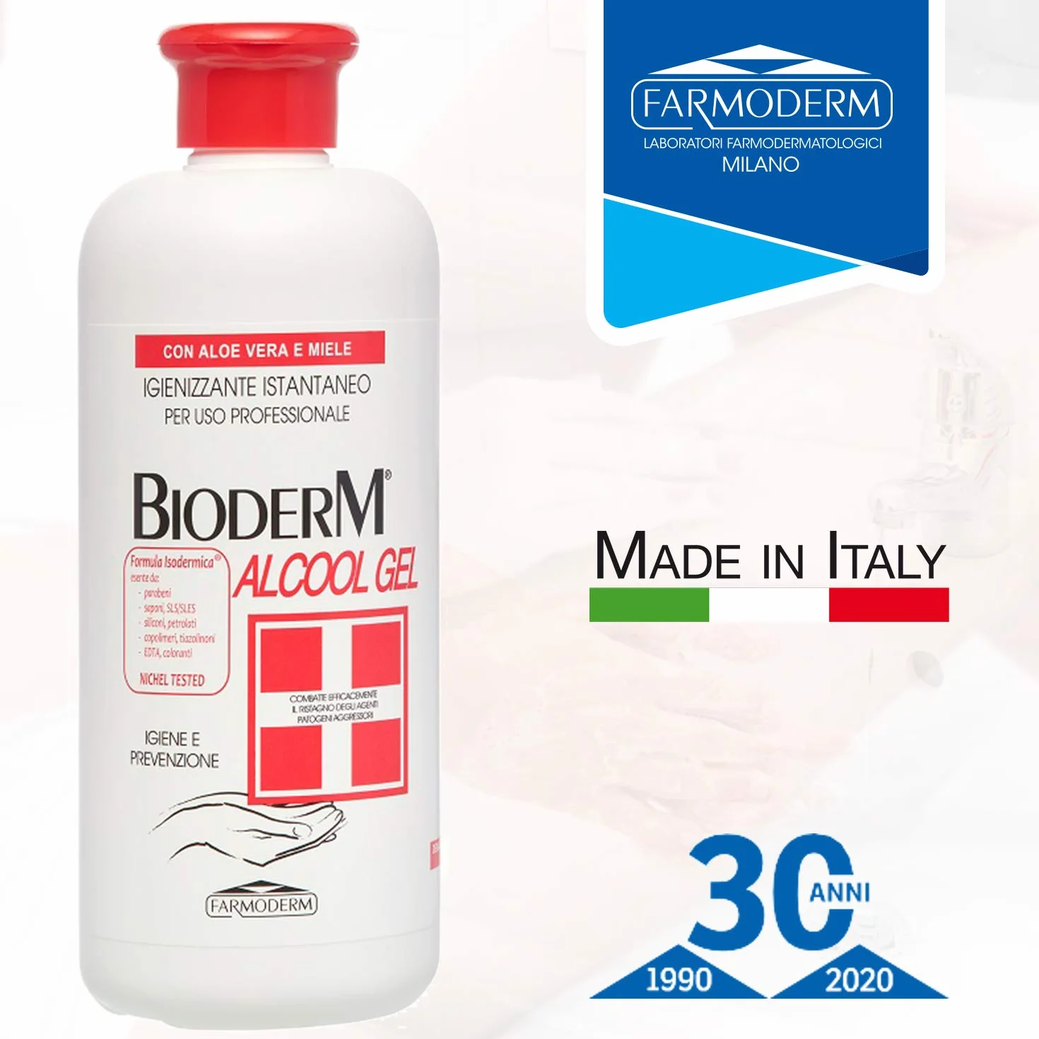 Bioderm Alcool Gel Igienizzante Mani 500 ml - Soluzione Alcolica con Aloe Vera