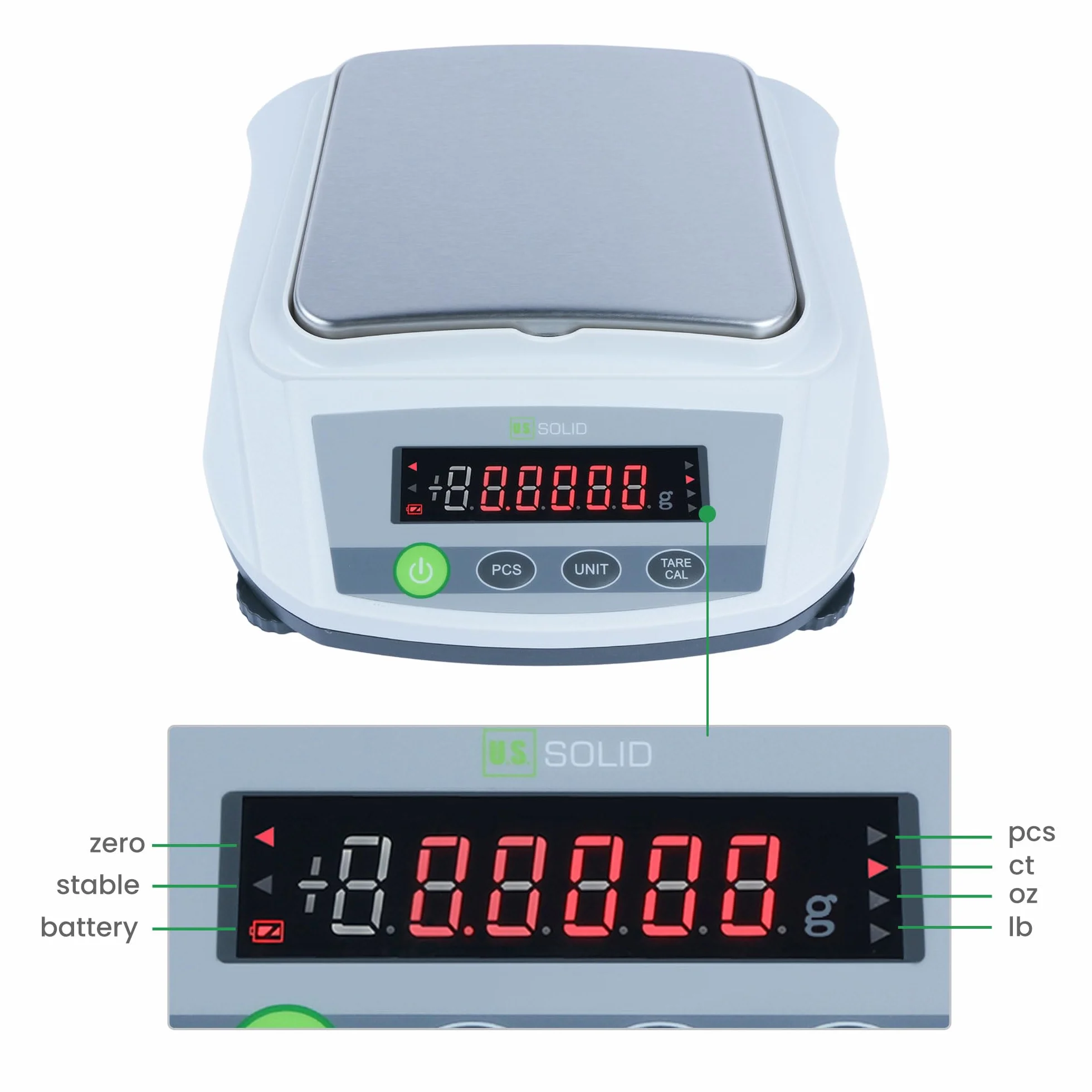 U.S. Solid Bilancia Digitale 2000 g x 0,01 g Analitica Precyzyjna